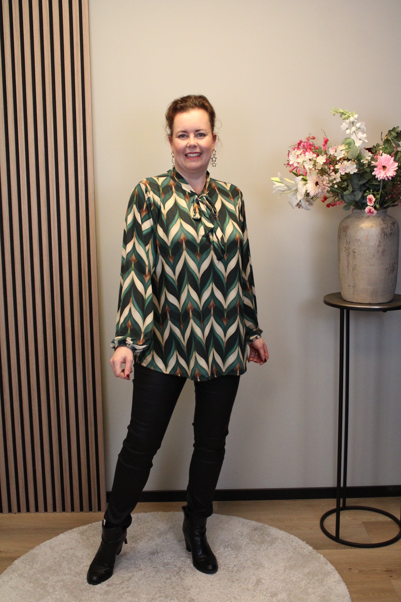 Talitha | Blouse groen met strik 48 t/m 52