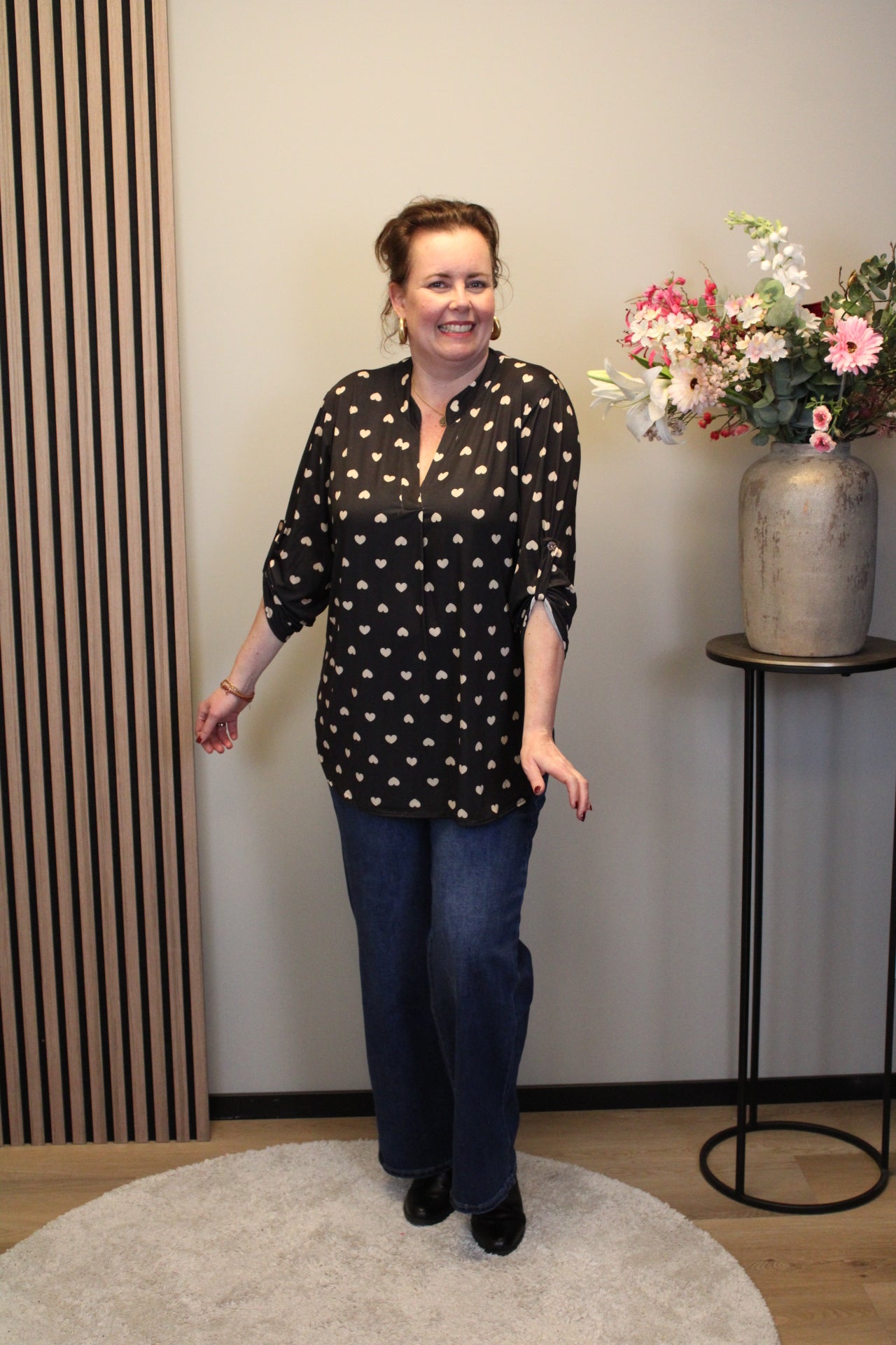 Esmée | Blouse zwart lange mouw 48 t/m 52