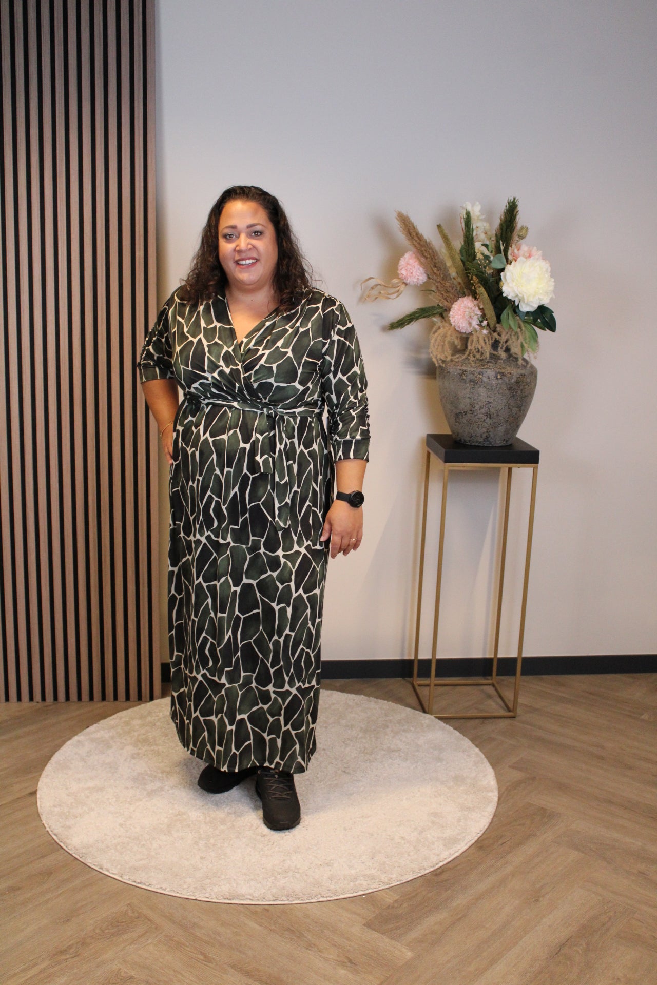 Leona | Jurk groen lange mouw 46 t/m 50