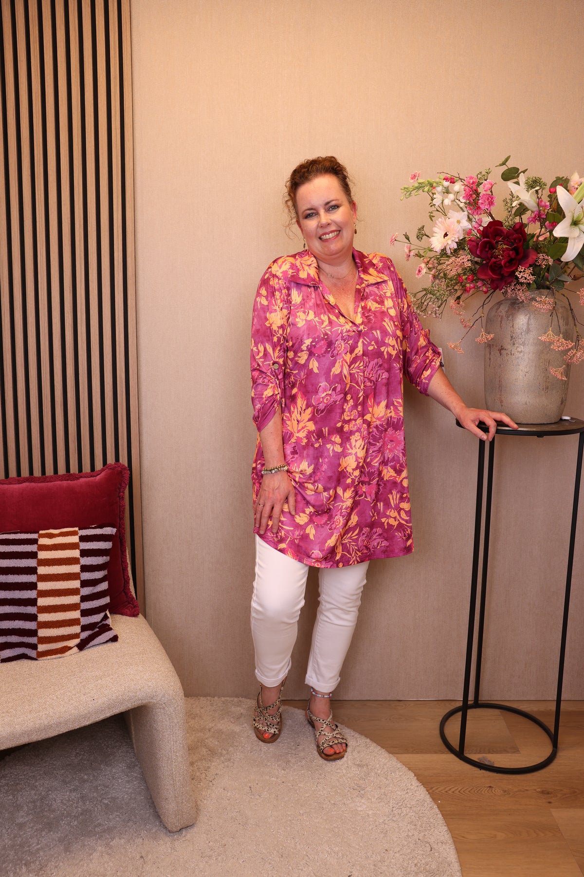 Joekie | Tuniek roze met kraagje