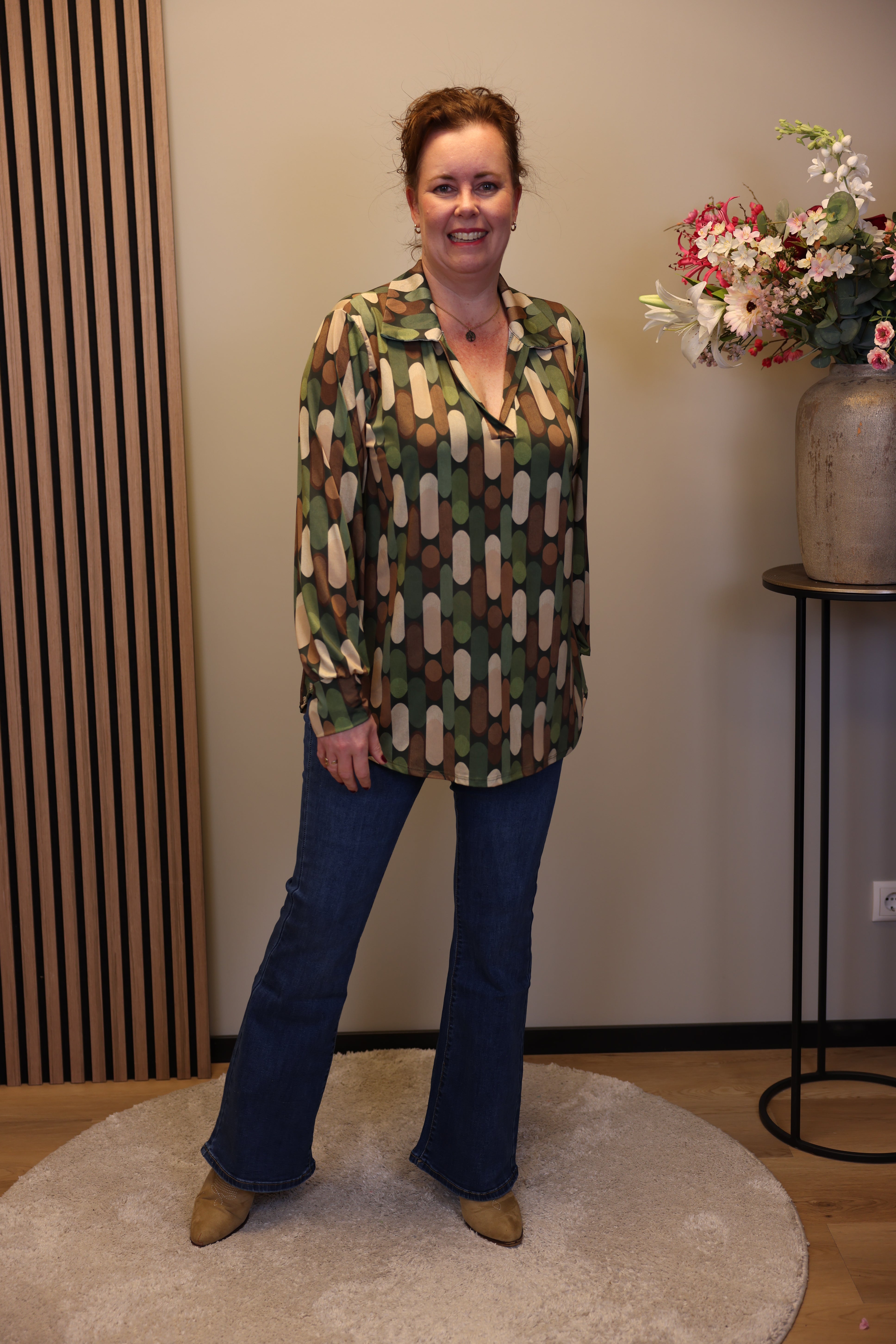 Heleen | Blouse groen met kraagje