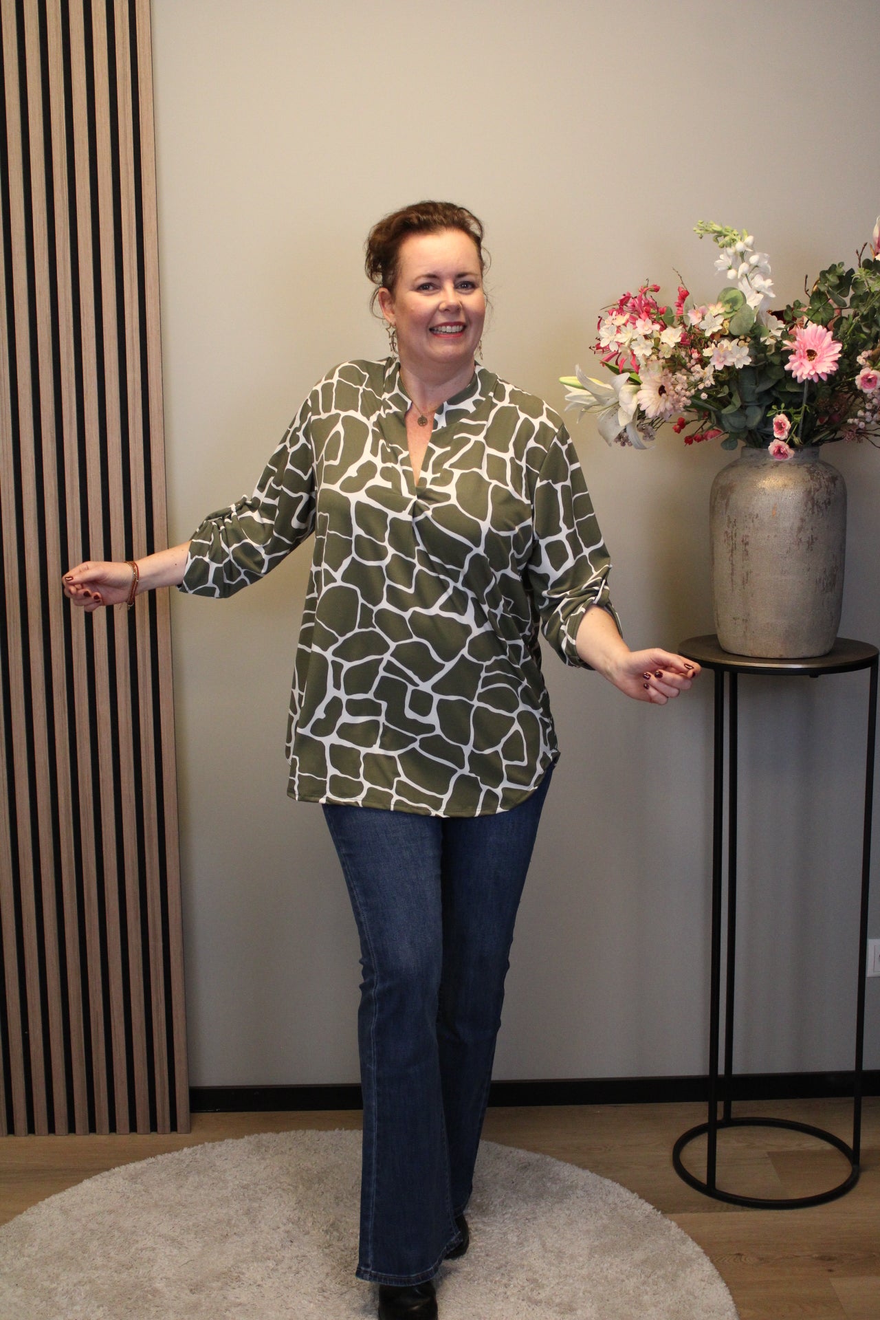 Miriam | Blouse groen lange mouw 48 t/m 52