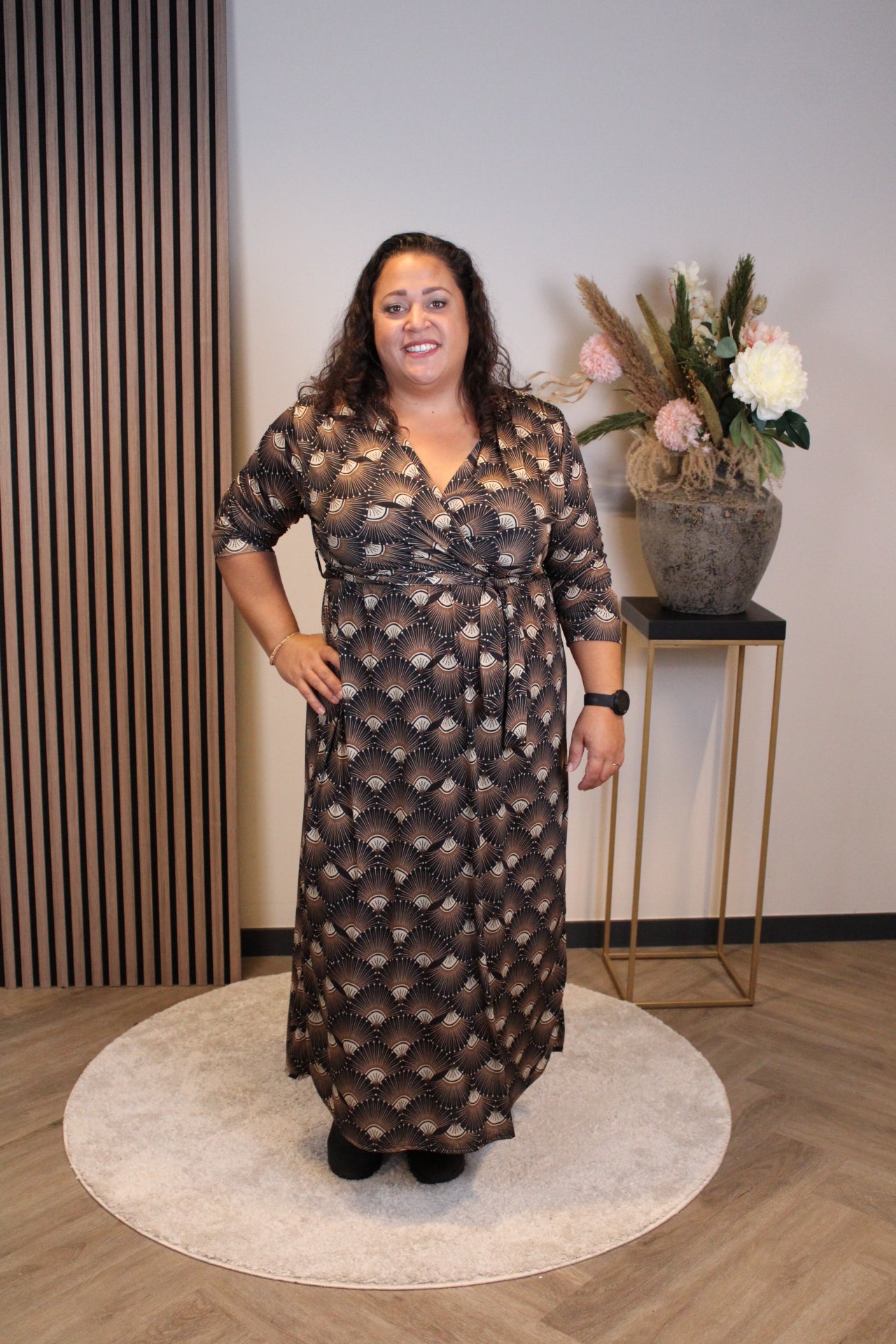 Odette | Jurk zwart lange mouw 46 t/m 50