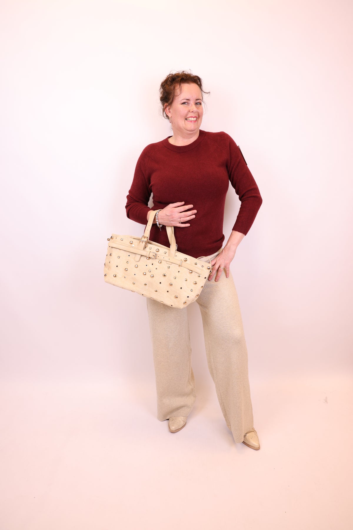 Lise | Broek beige glitter