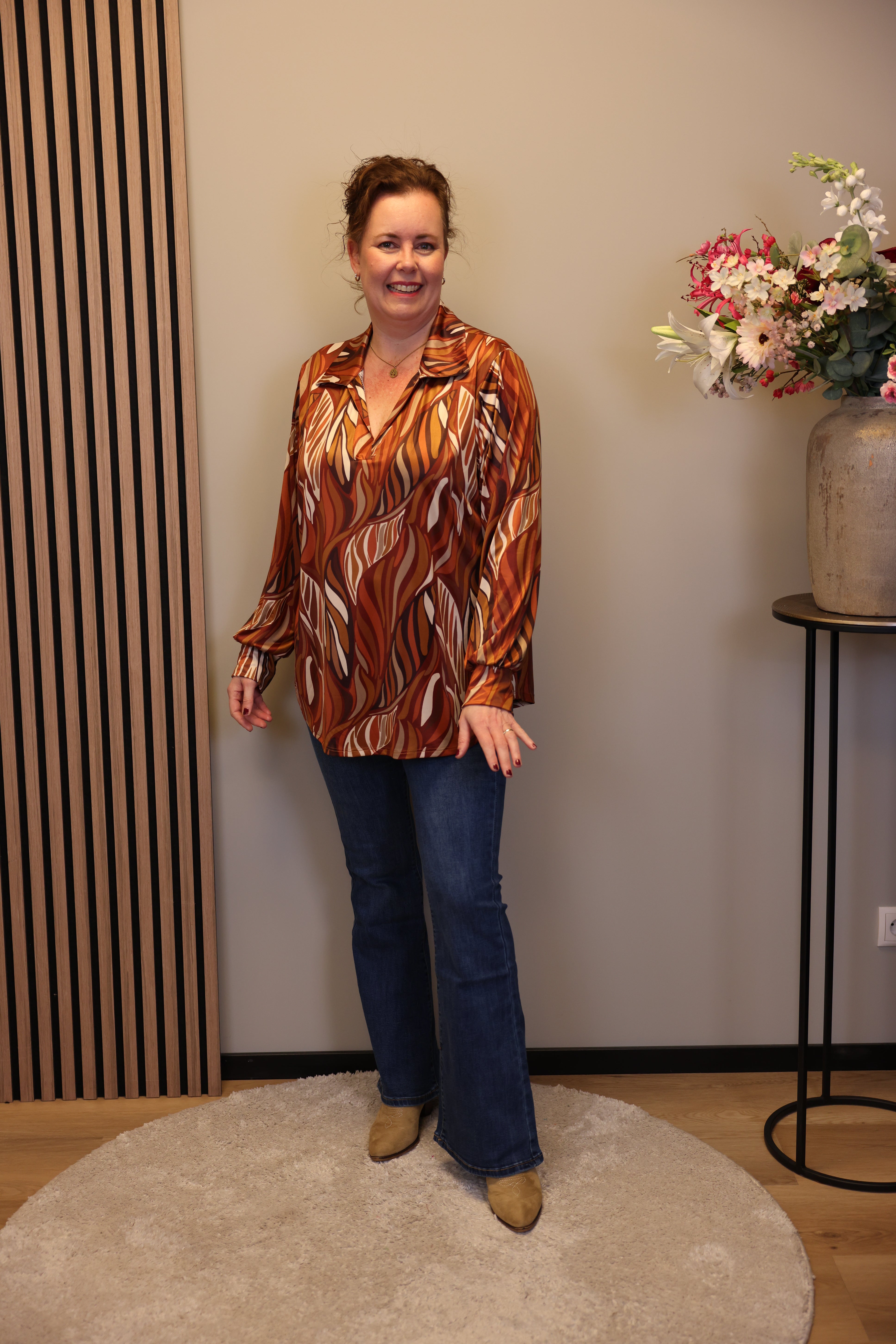 Lexi | Blouse oranje met kraagje 38 t/m 48