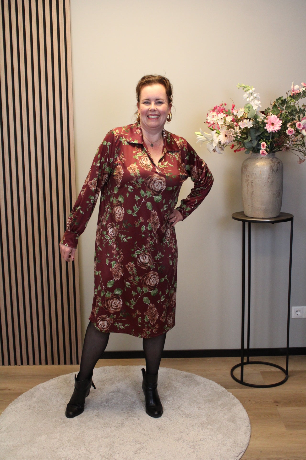 Hanneke | Jurk roze met kraagje 38 t/m 46