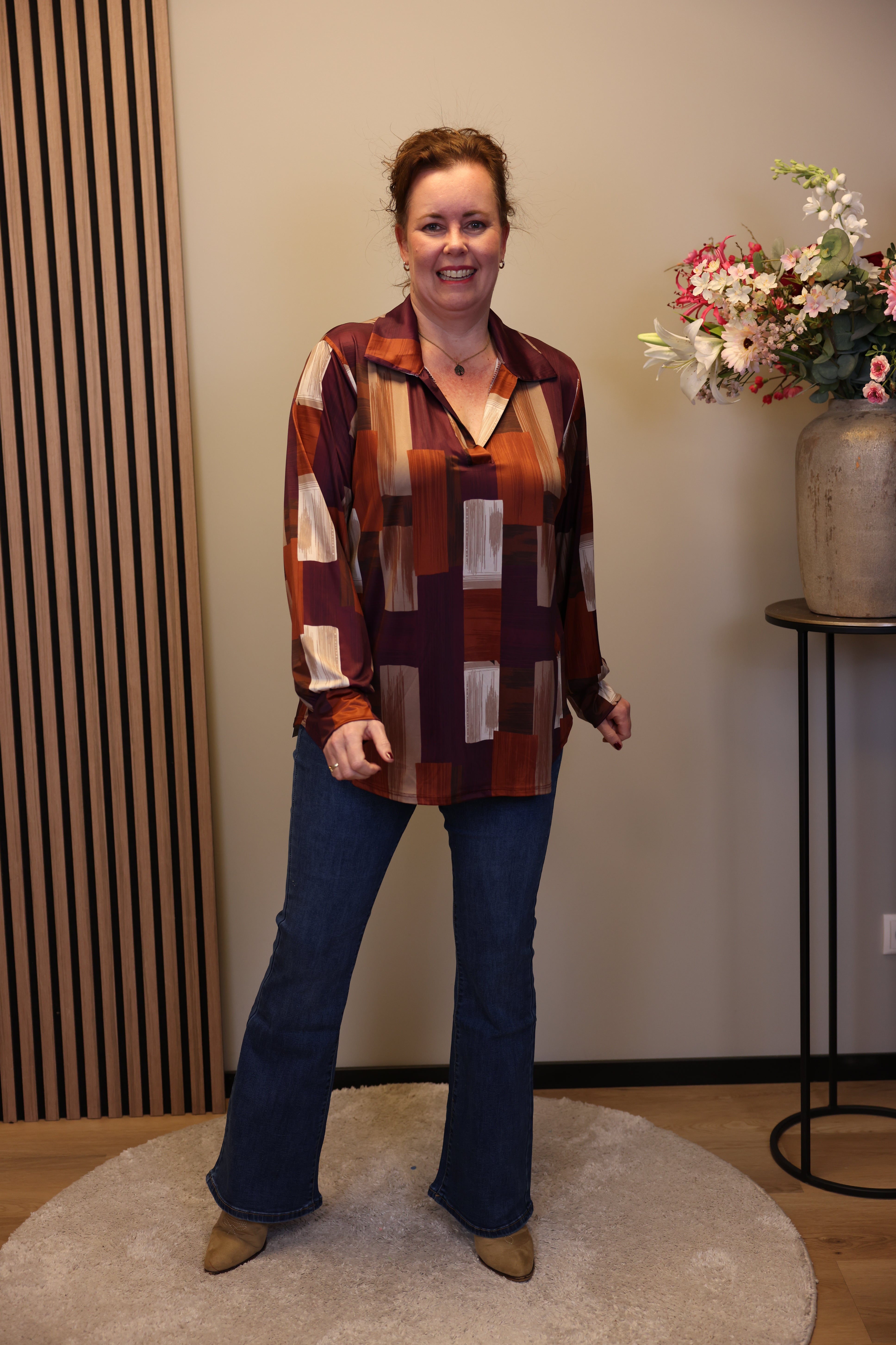 Leonie | Blouse roze met kraagje 52 t/m 58