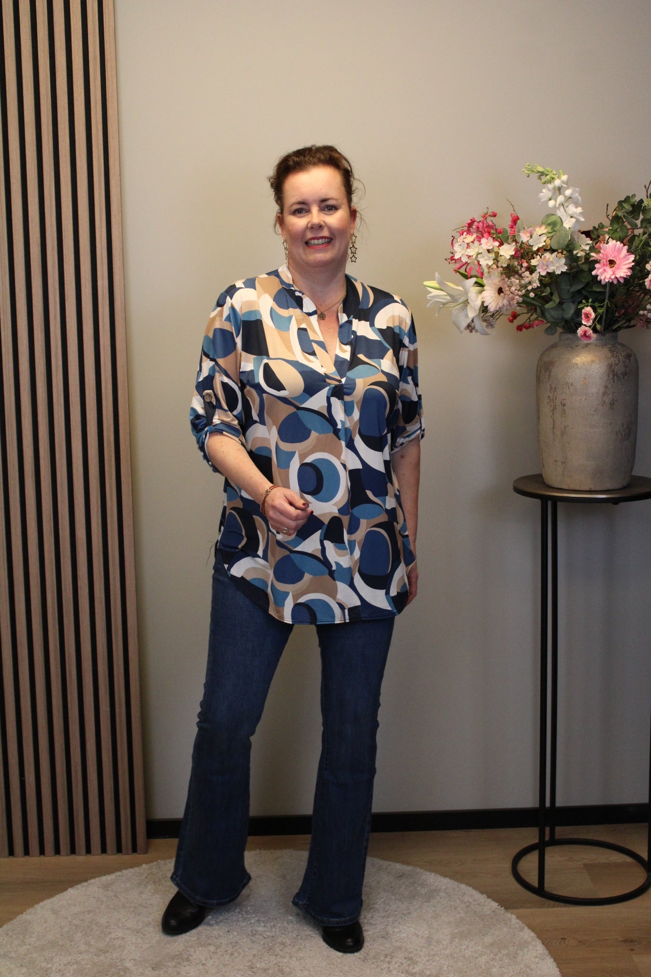 Ivette | Blouse blauw lange mouw 38 t/m 48