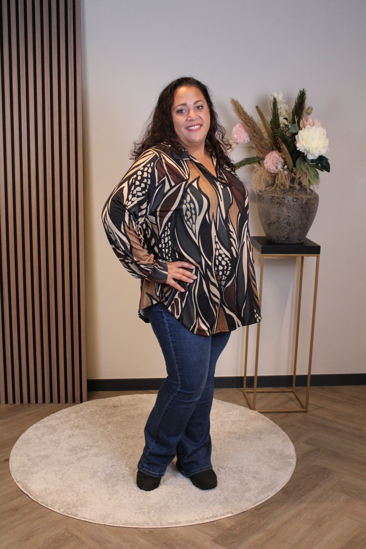 Mona | Blouse met kraagje grijs 48 t/m 52