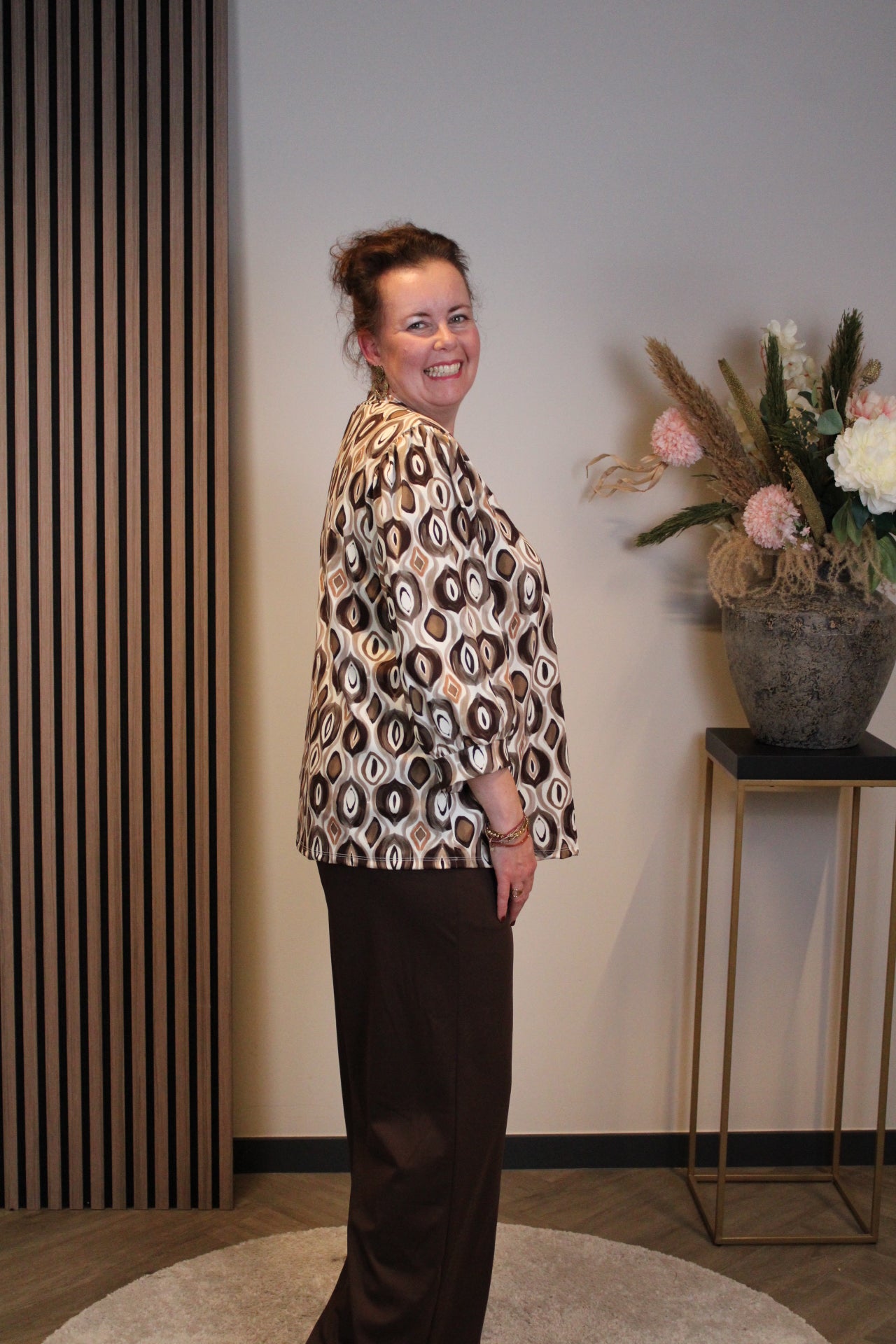 Janneke | Top bruin 3/4-mouw 46 t/m 50