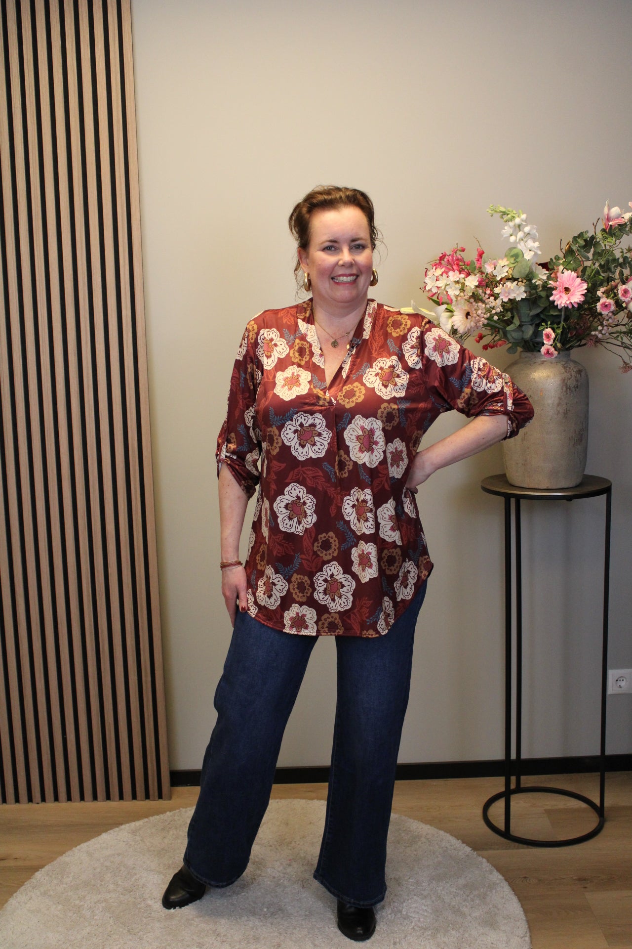 Olivia | Blouse roze lange mouw 38 t/m 48