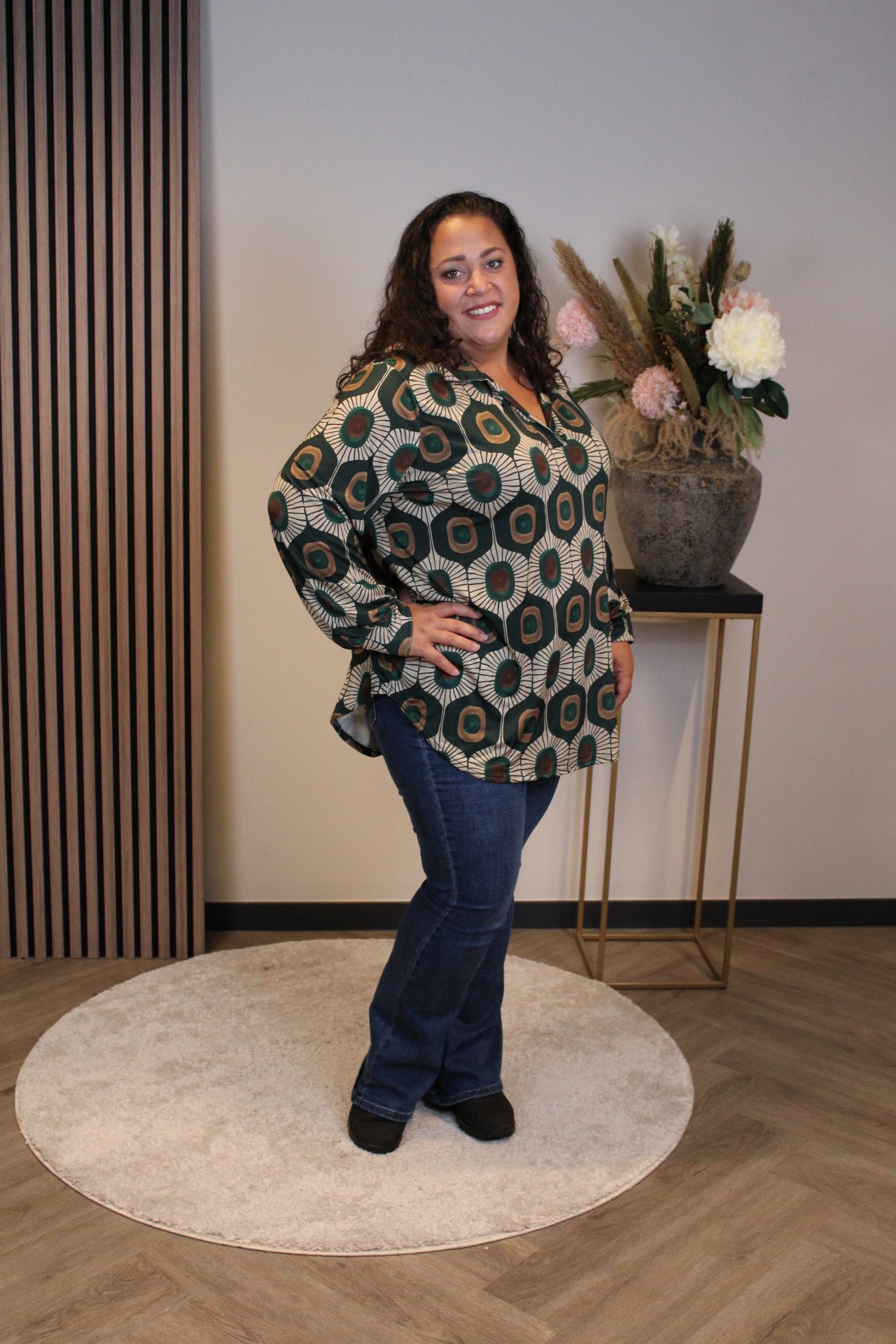 Davina | Blouse groen met kraagje 48 t/m 52