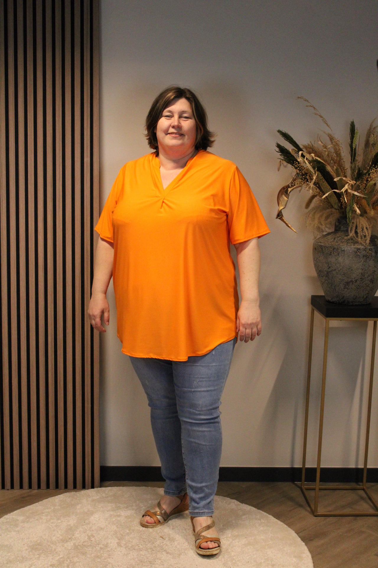 Juna | Blouse oranje korte mouw 52 t/m 58