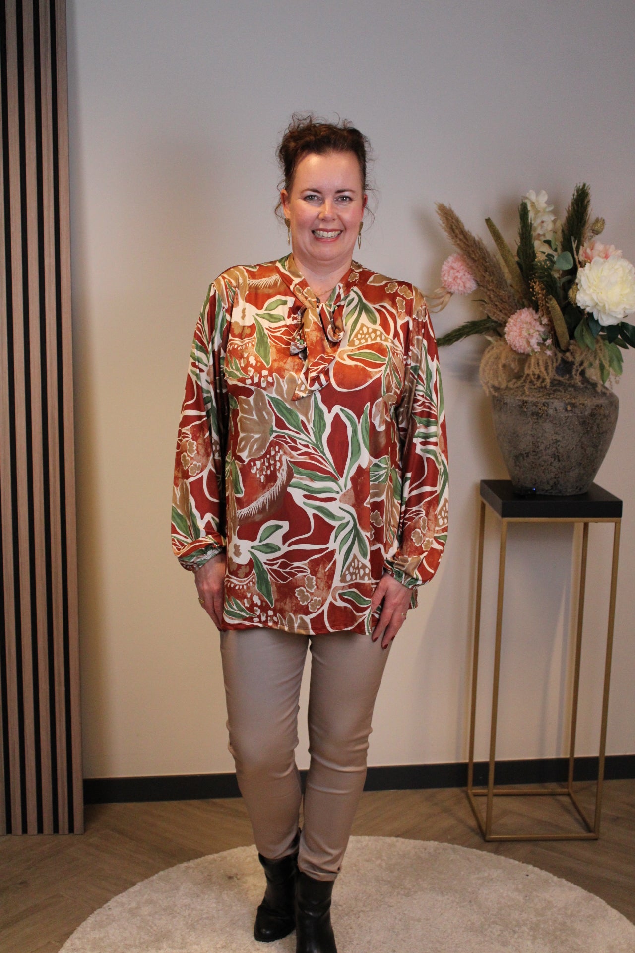 Savannah | Blouse oranje met strik 52 t/m 58