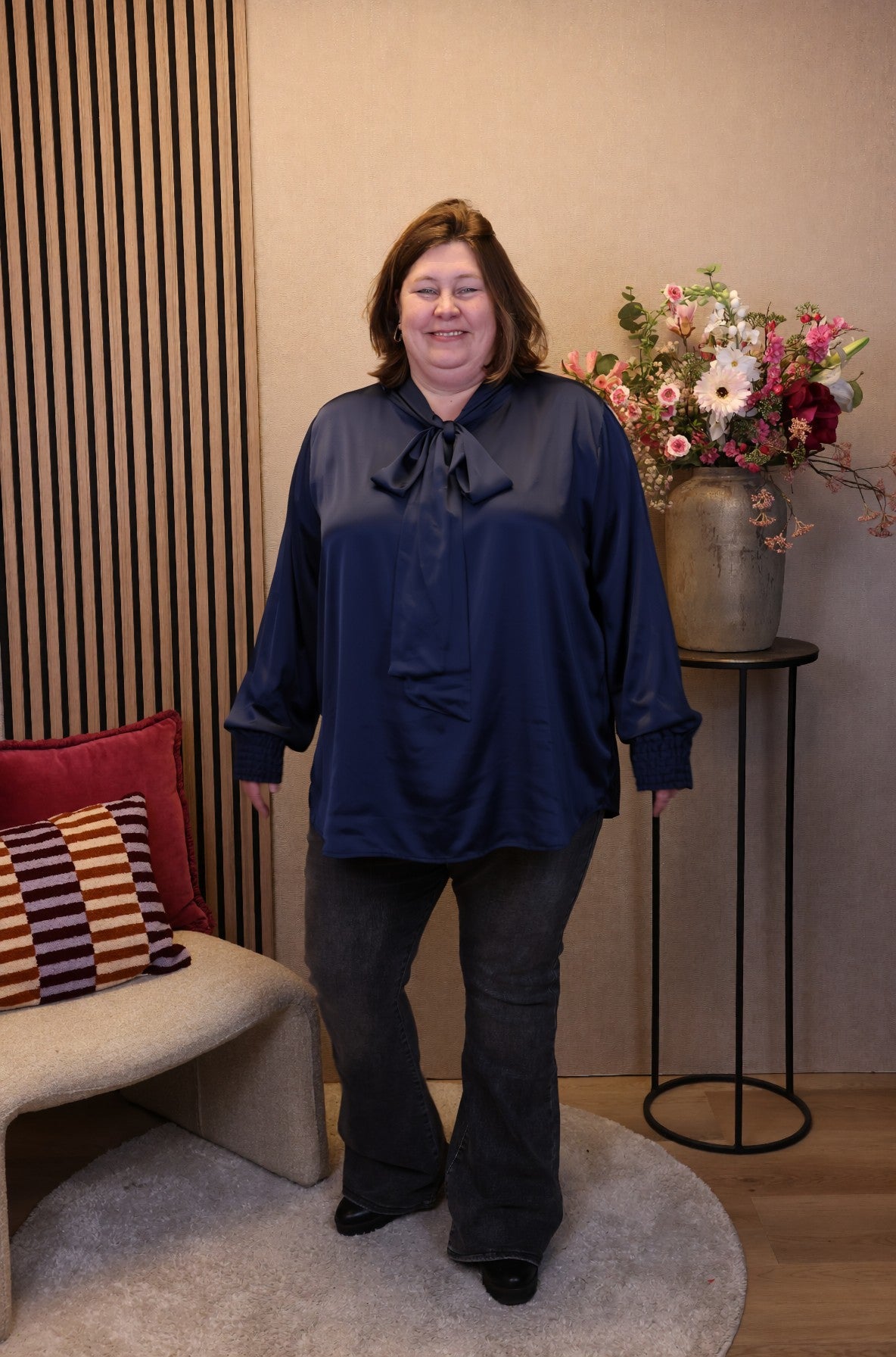 Fabienne | Satijnen blouse navy