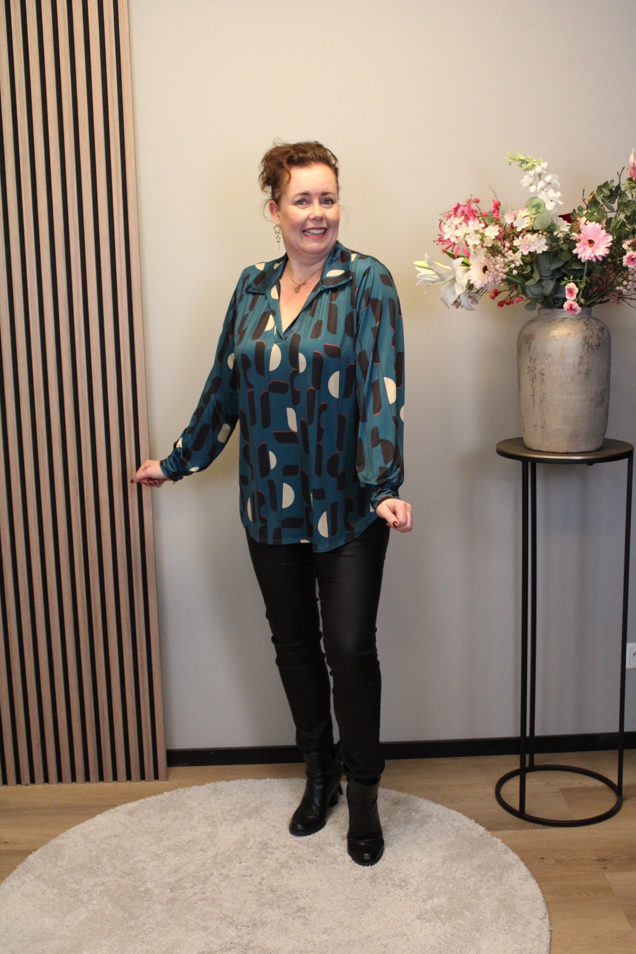 Ilse | Blouse met kraagje aqua 48 t/m 52