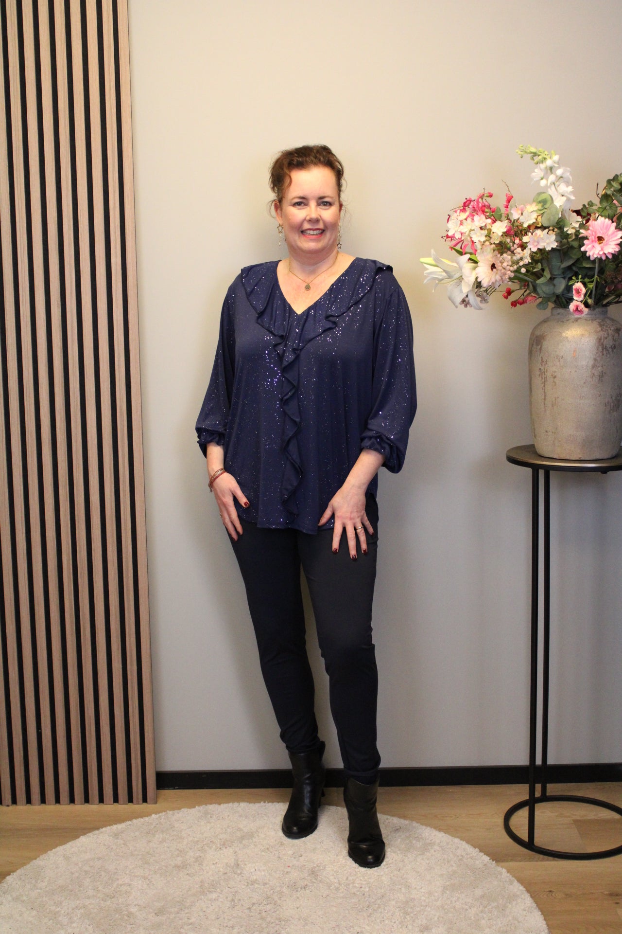 Sabine glitter | Blouse navy 48 t/m 52