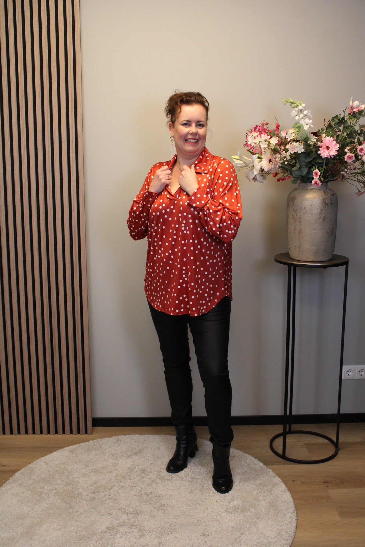 Boukje | Blouse met kraagje rood 48 t/m 52