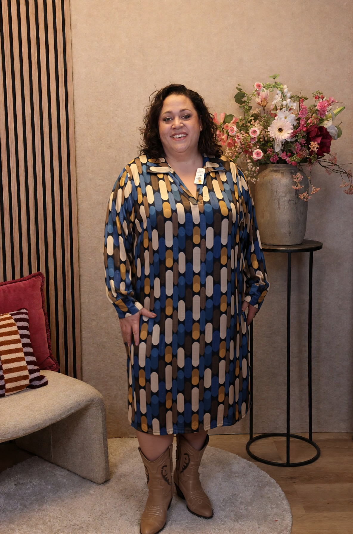 Sabine | Jurk blauw met kraagje