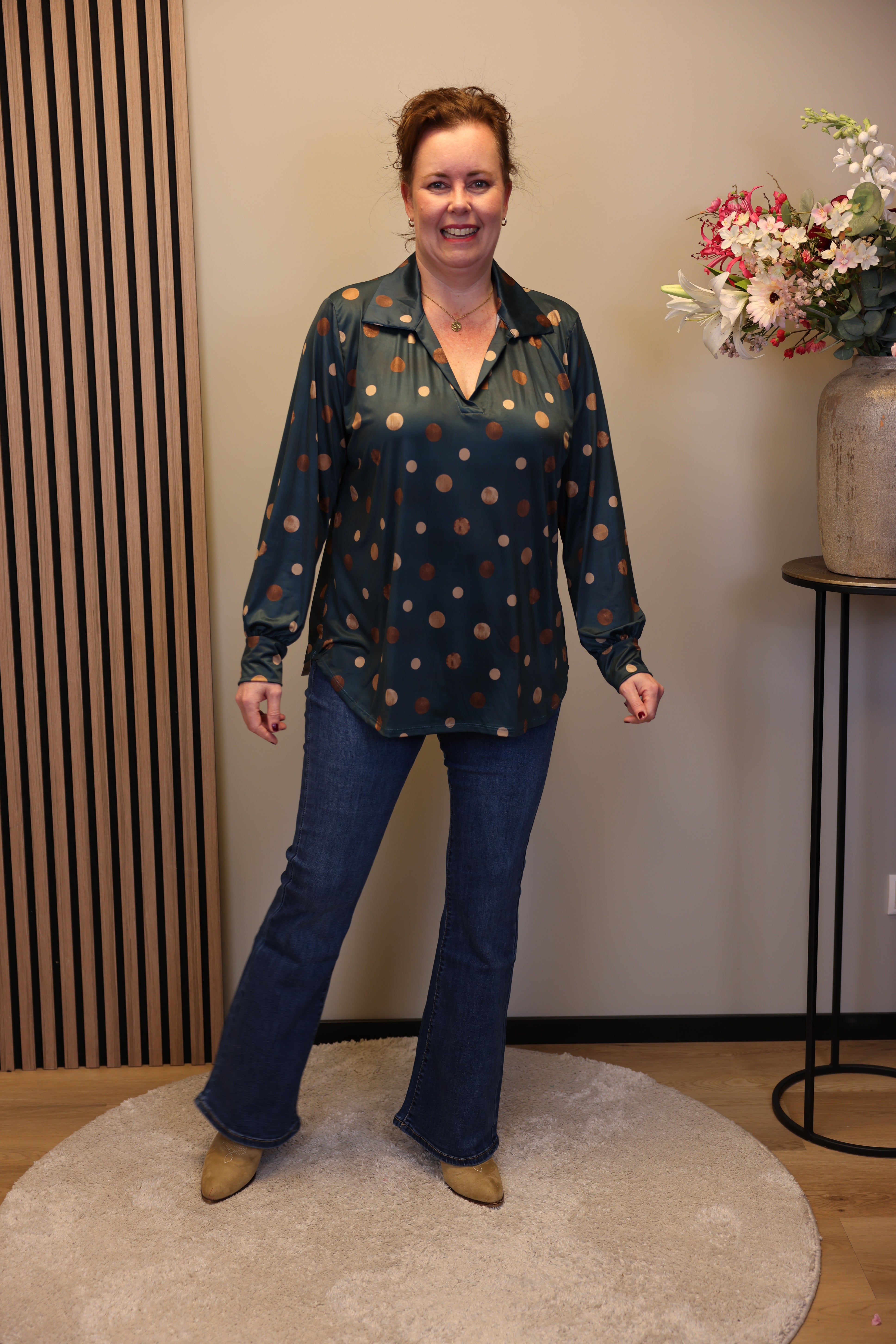 Vika | Blouse aqua met kraagje