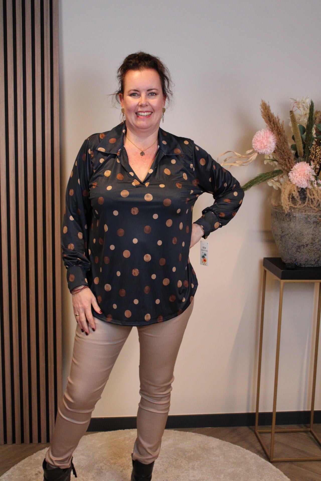 Jikke | Blouse met kraagje blauw 48 t/m 52