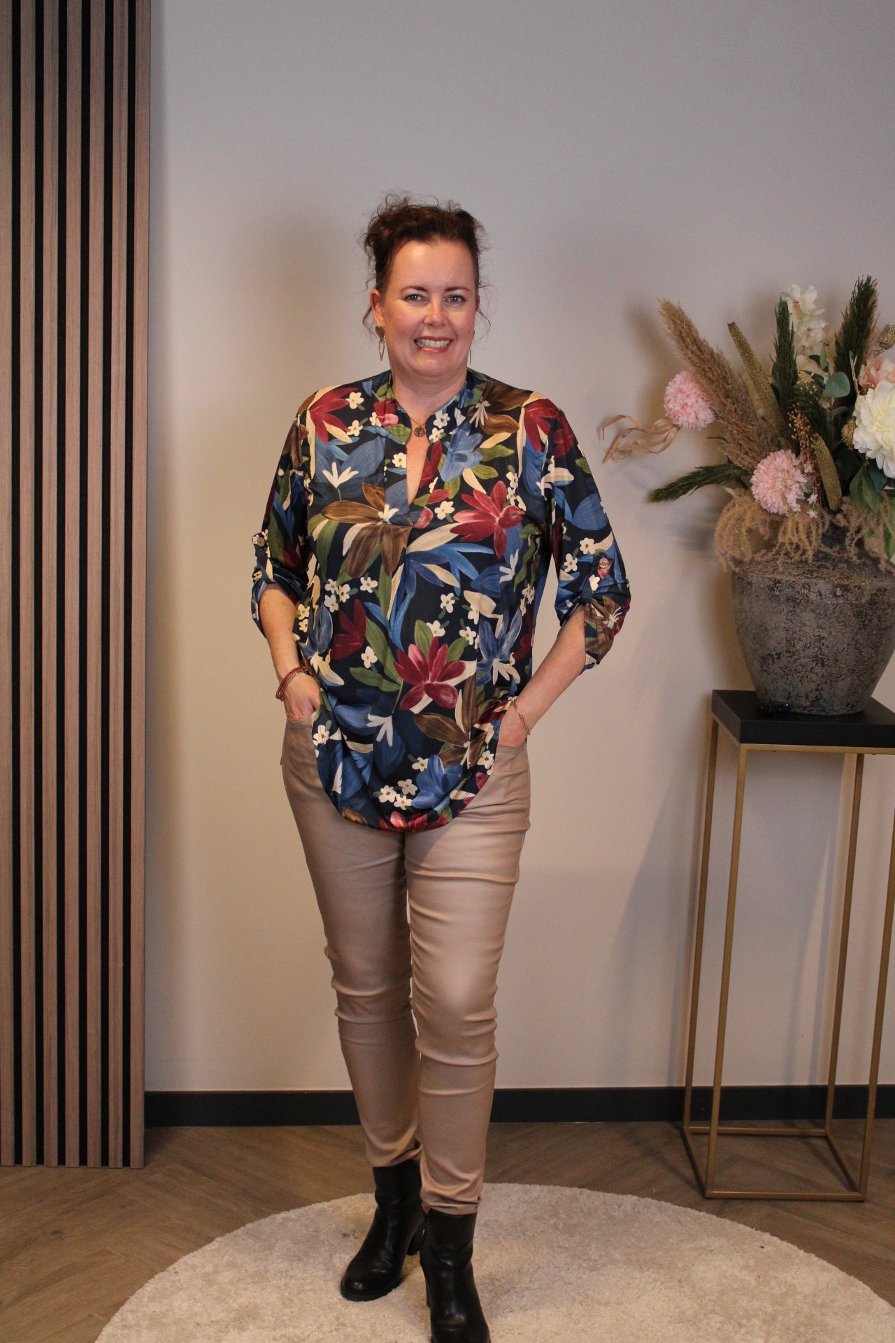 Britta | Blouse blauw lange mouw 38 t/m 48
