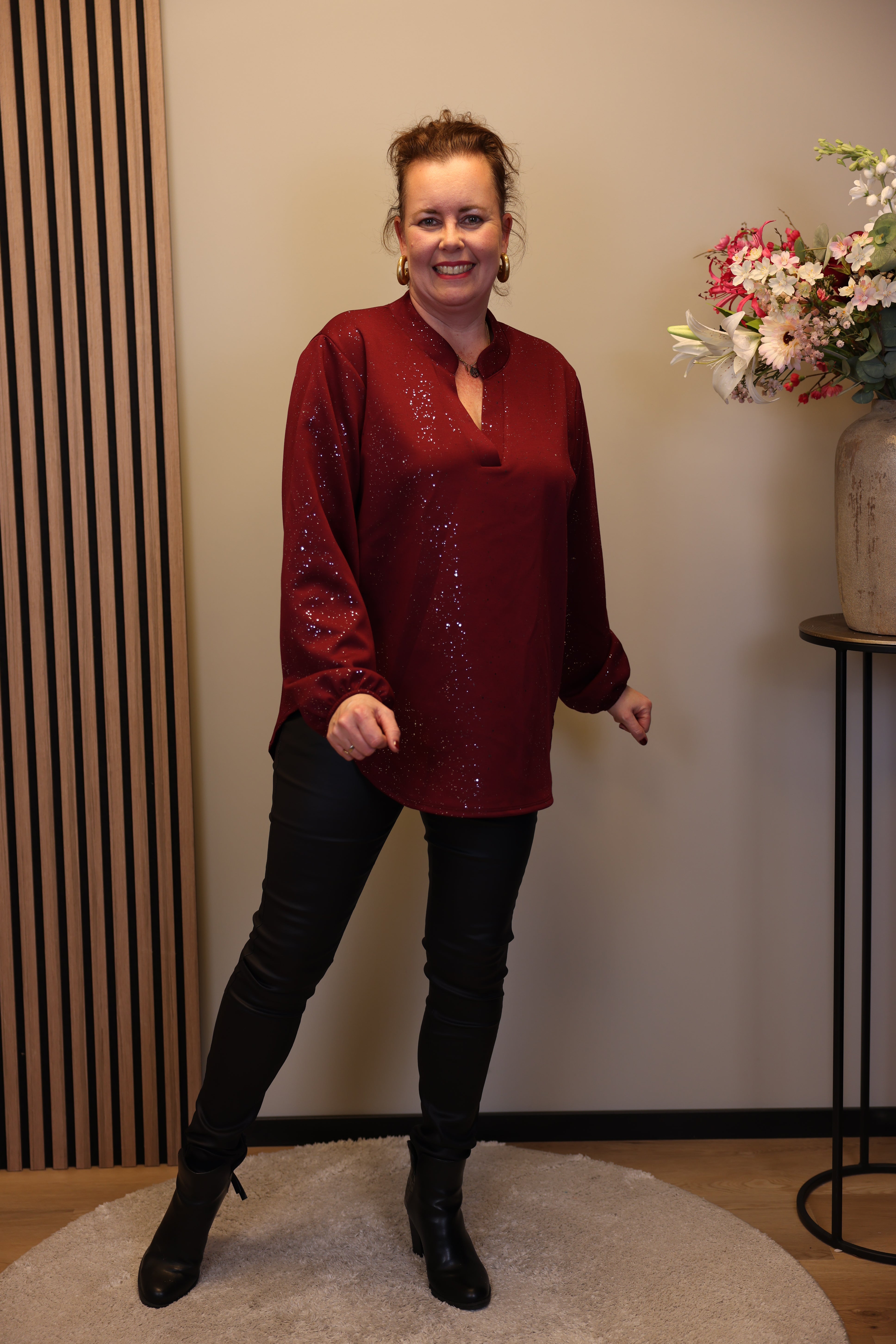 Hannah | trui bordeaux glitter 46 t/m 50