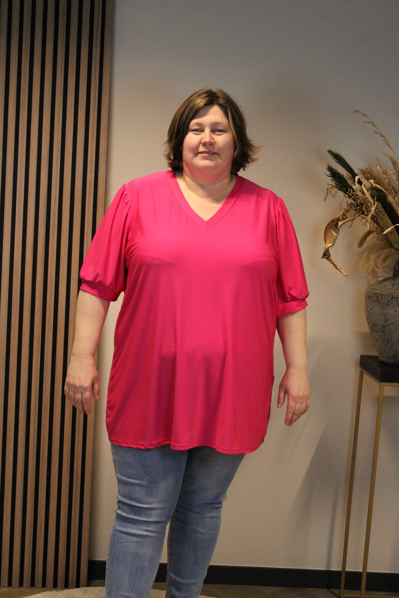 Fay | Blouse roze korte mouw 52 t/m 58