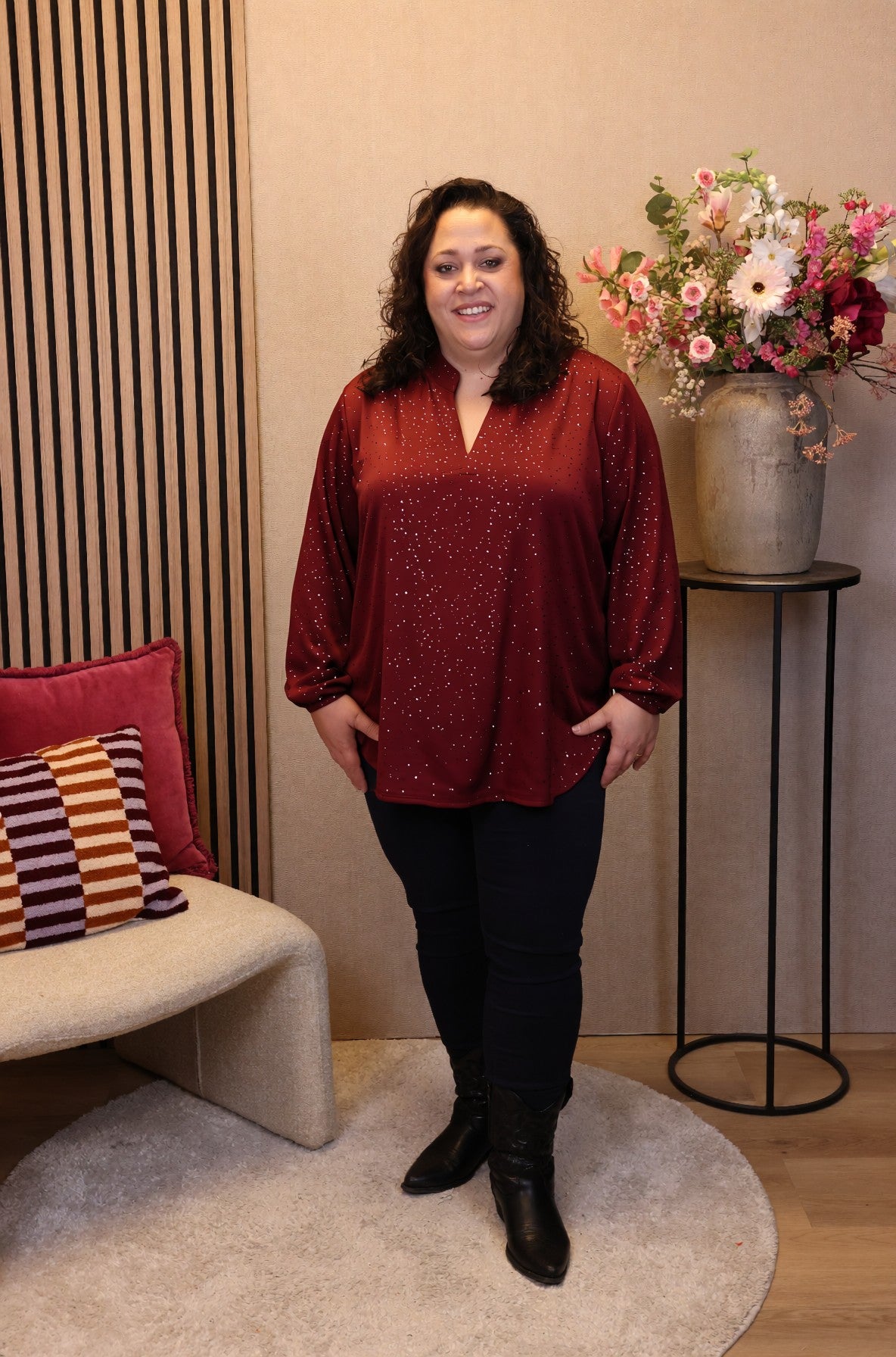 Hannah | Glitter trui bordeaux