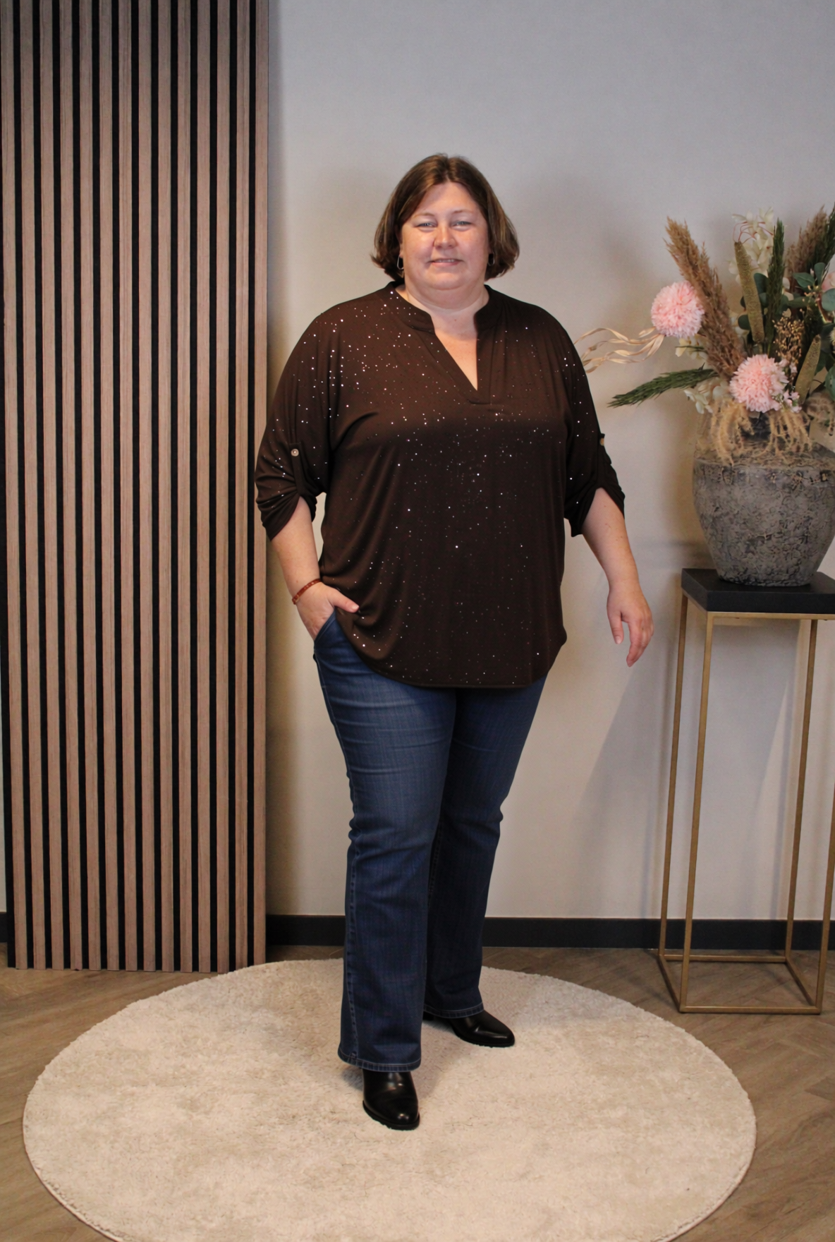 Mieke | Glitter blouse bruin