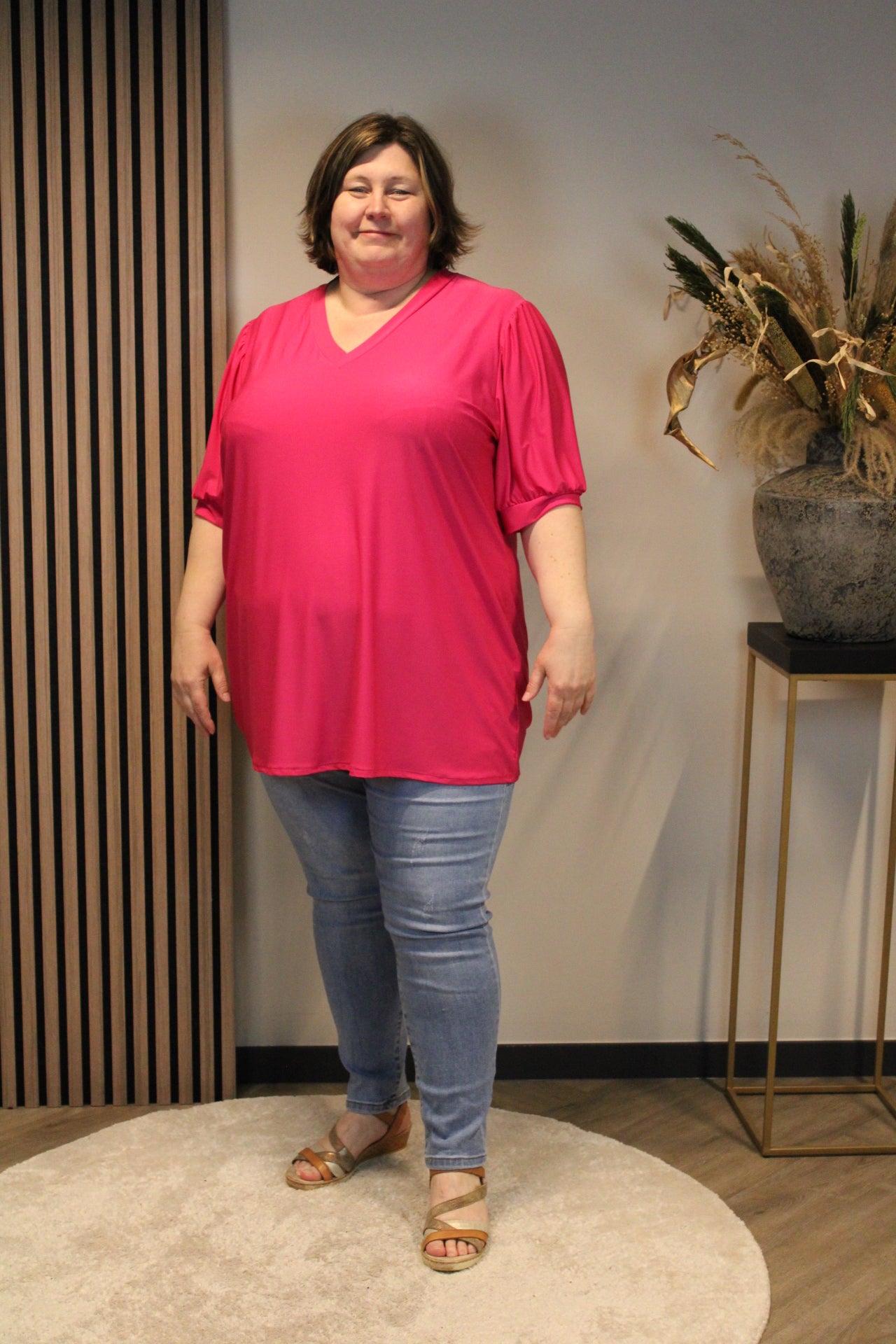 Fay | Blouse roze korte mouw 52 t/m 58