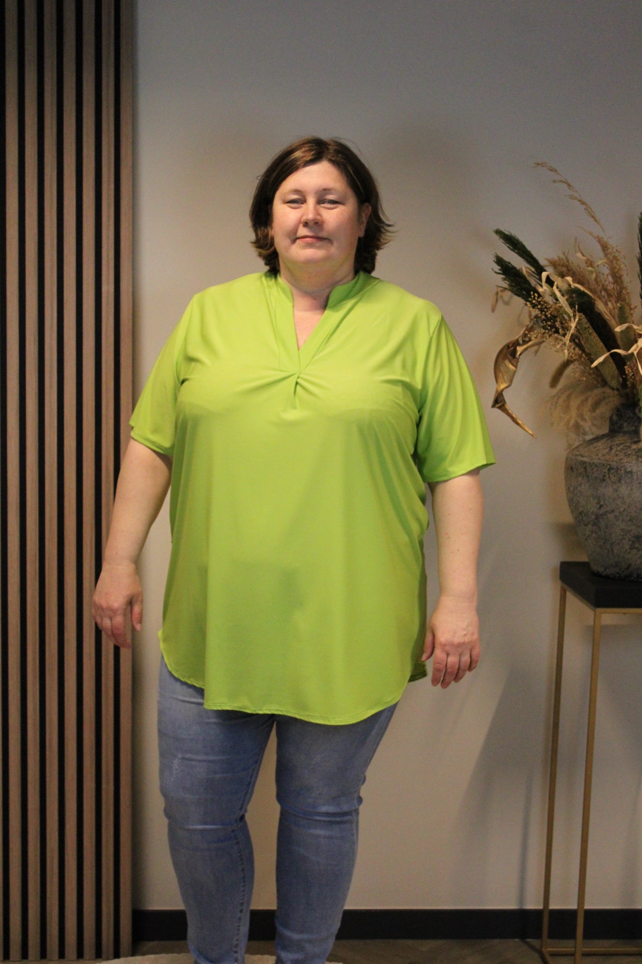 Juna | Blouse groen korte mouw 52 t/m 58