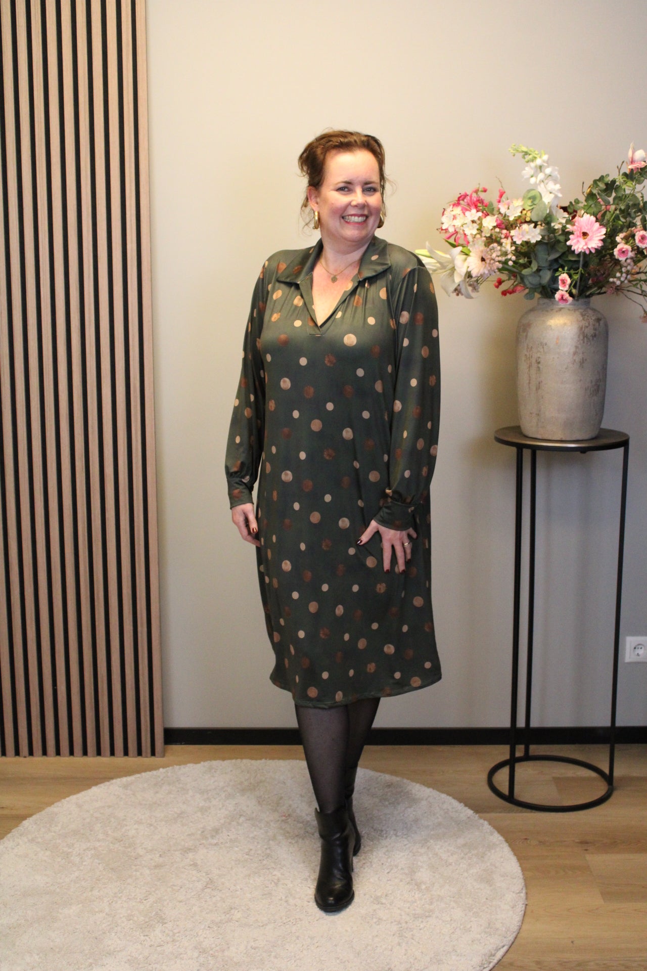 Grace | Jurk groen met kraagje 38 t/m 46