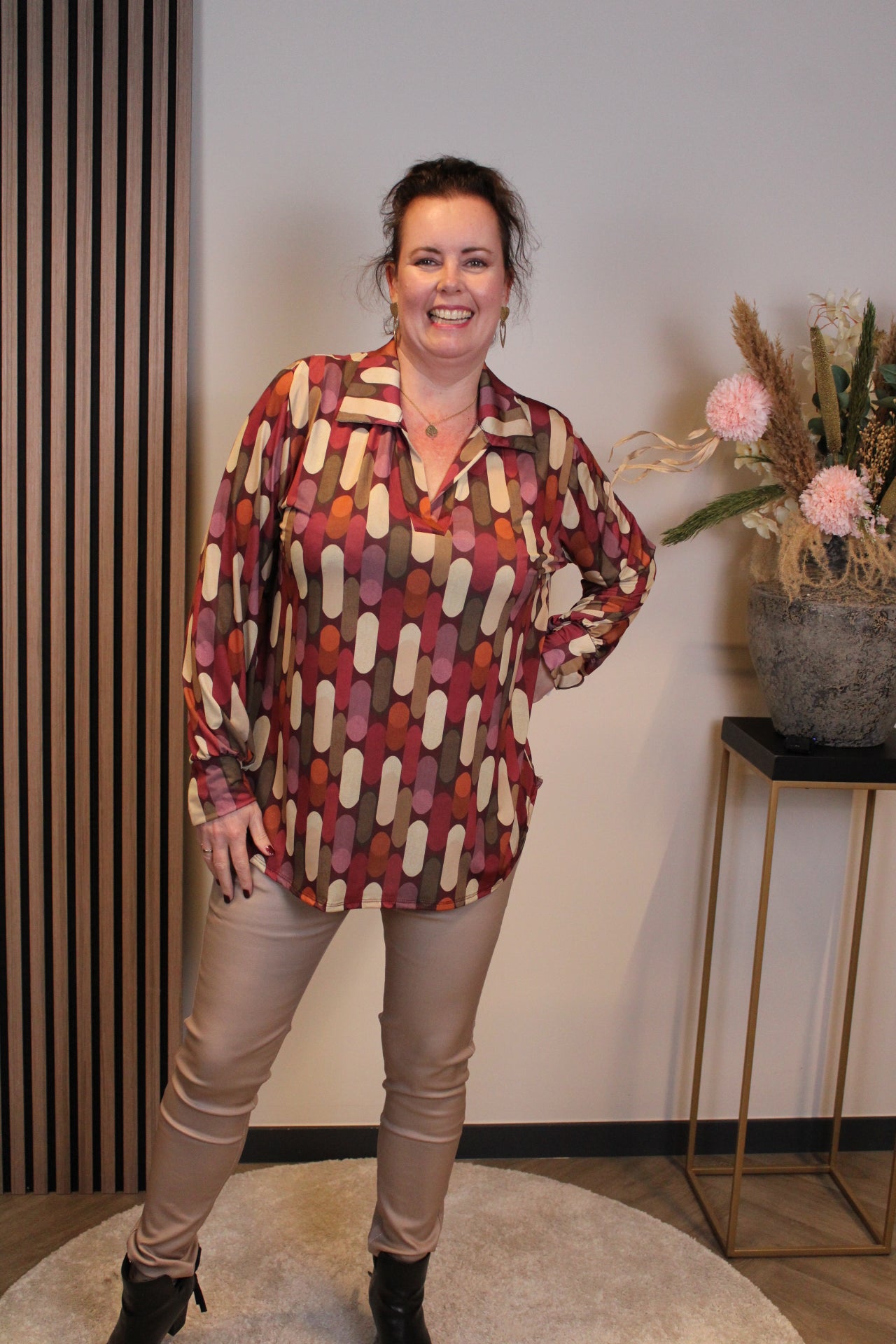 Tirza | Blouse met kraagje roze 48 t/m 52