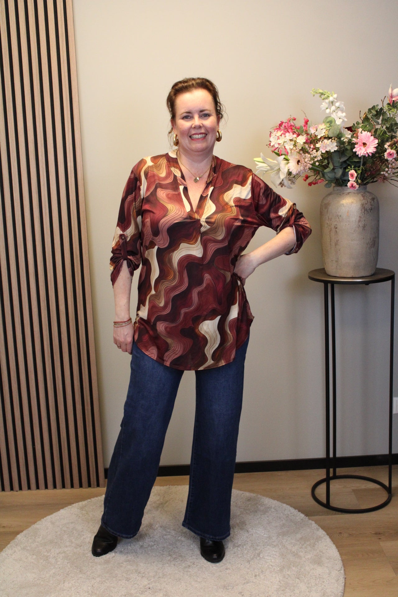 Jasmijn | Blouse roze lange mouw 48 t/m 52