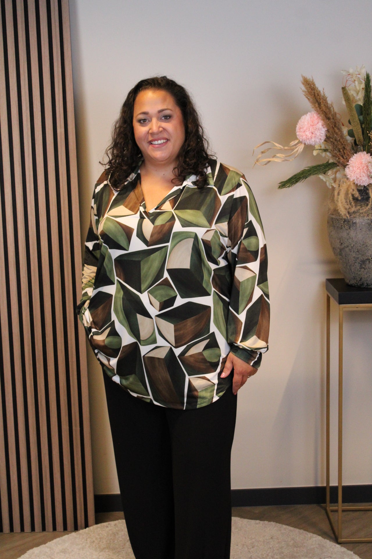 Lana | Blouse groen lange mouw 38 t/m 48