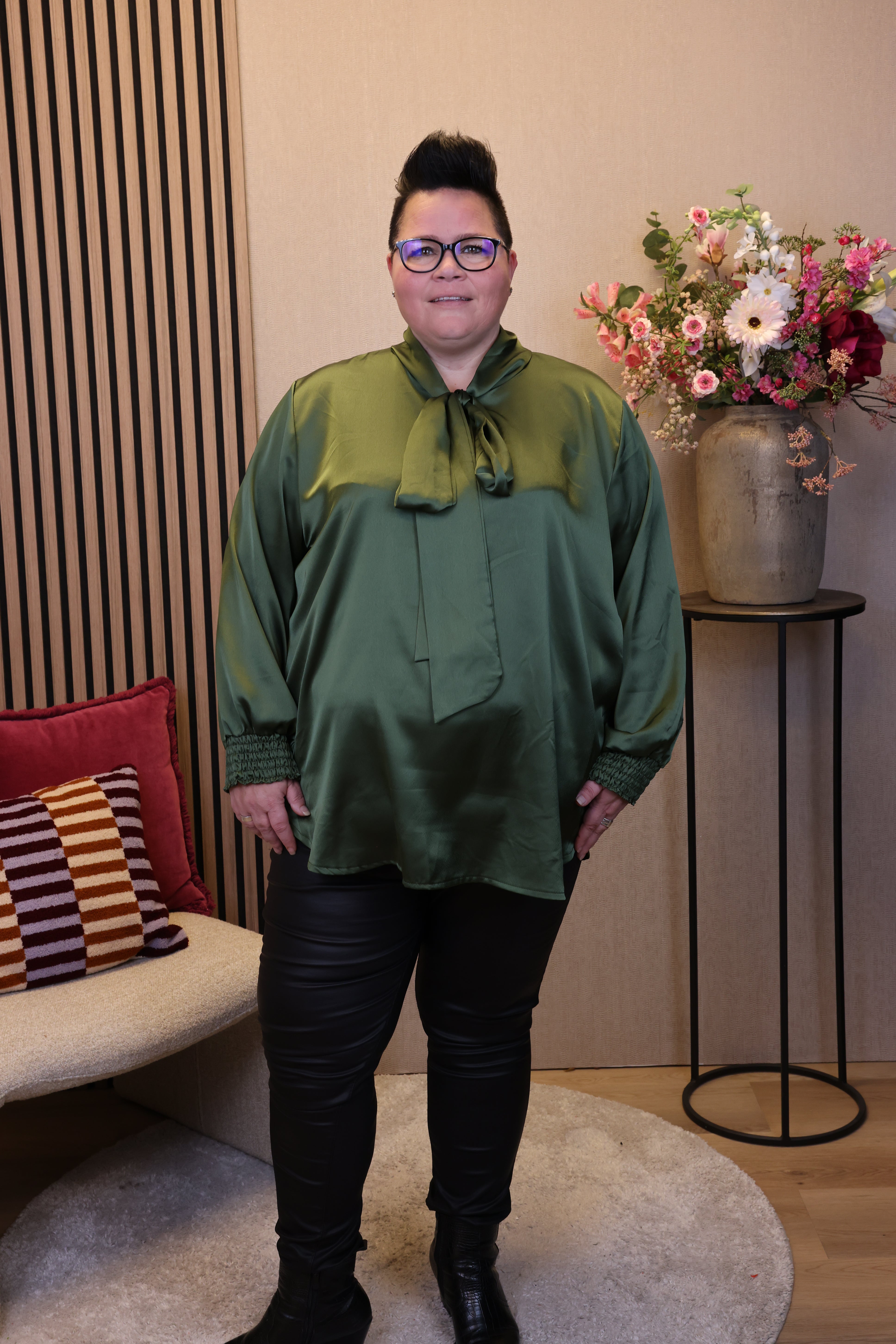 Fabienne | Satijnen blouse groen