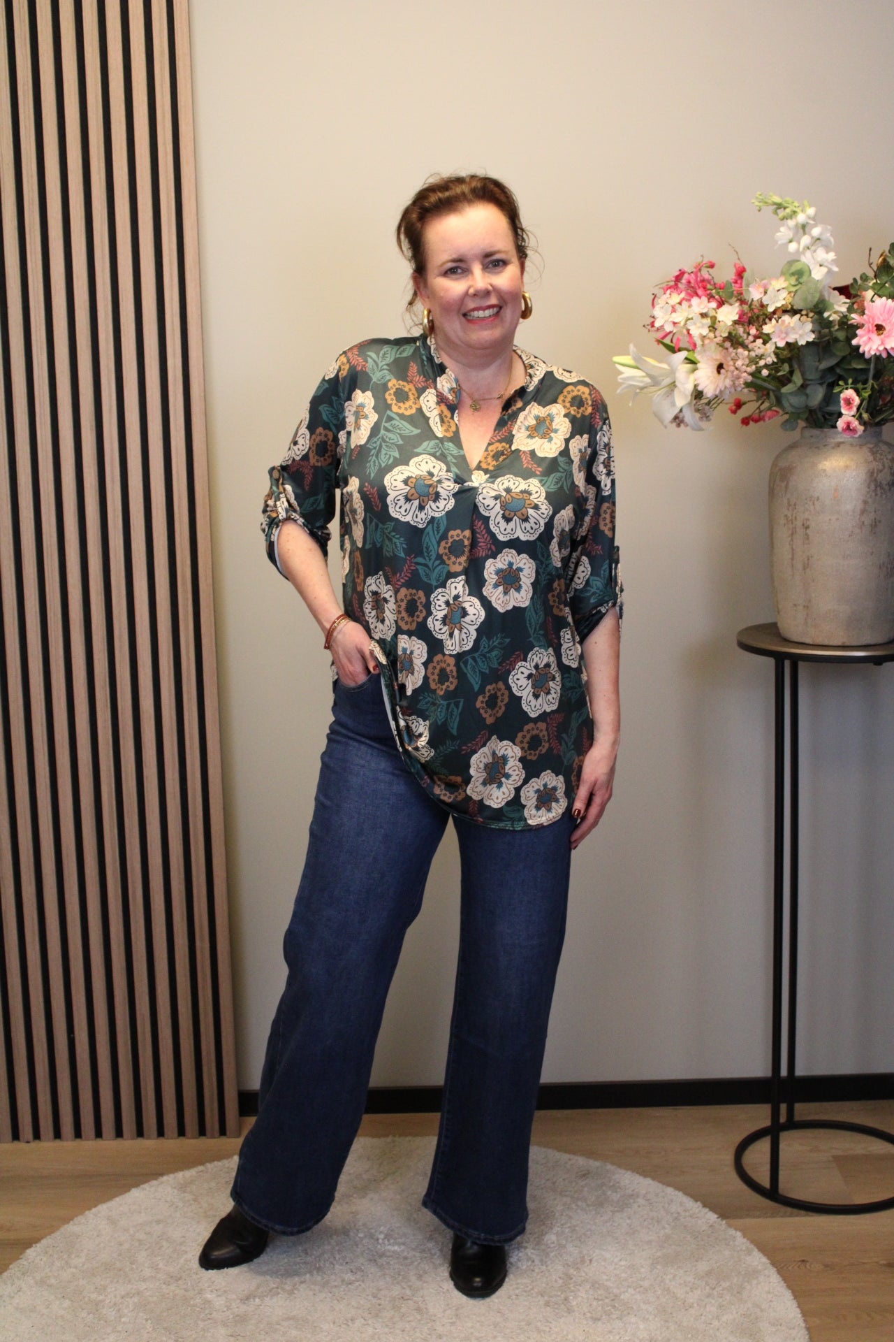 Olivia | Blouse aqua lange mouw 38 t/m 48