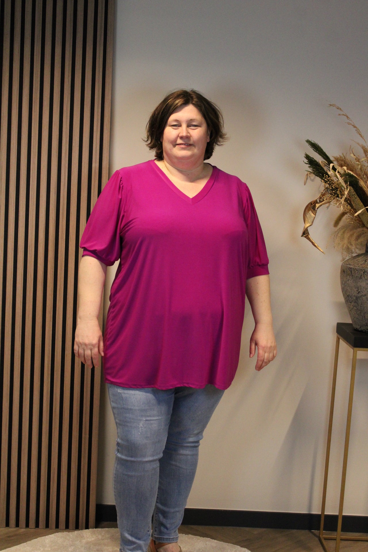 Fay | Blouse donker roze korte mouw 52 t/m 58