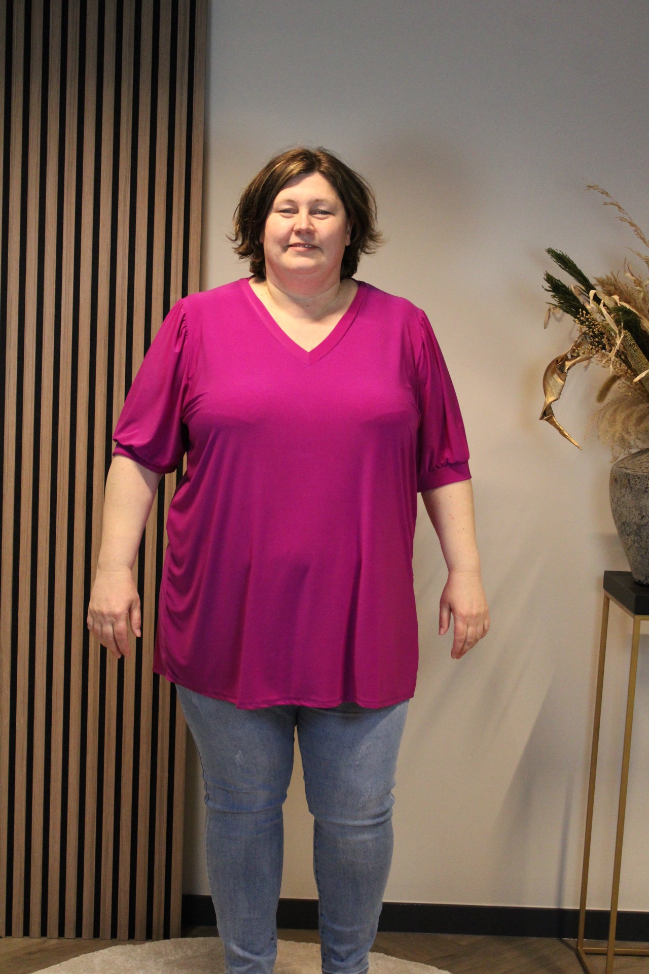 Fay | Blouse donker roze korte mouw 52 t/m 58