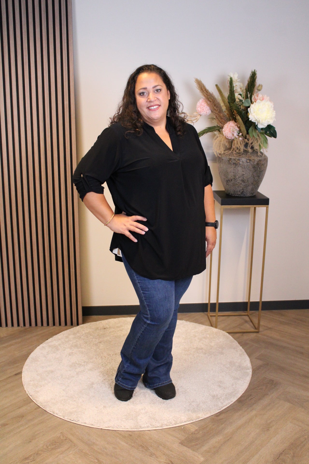 Mara | Blouse zwart lange mouw 48 t/m 52