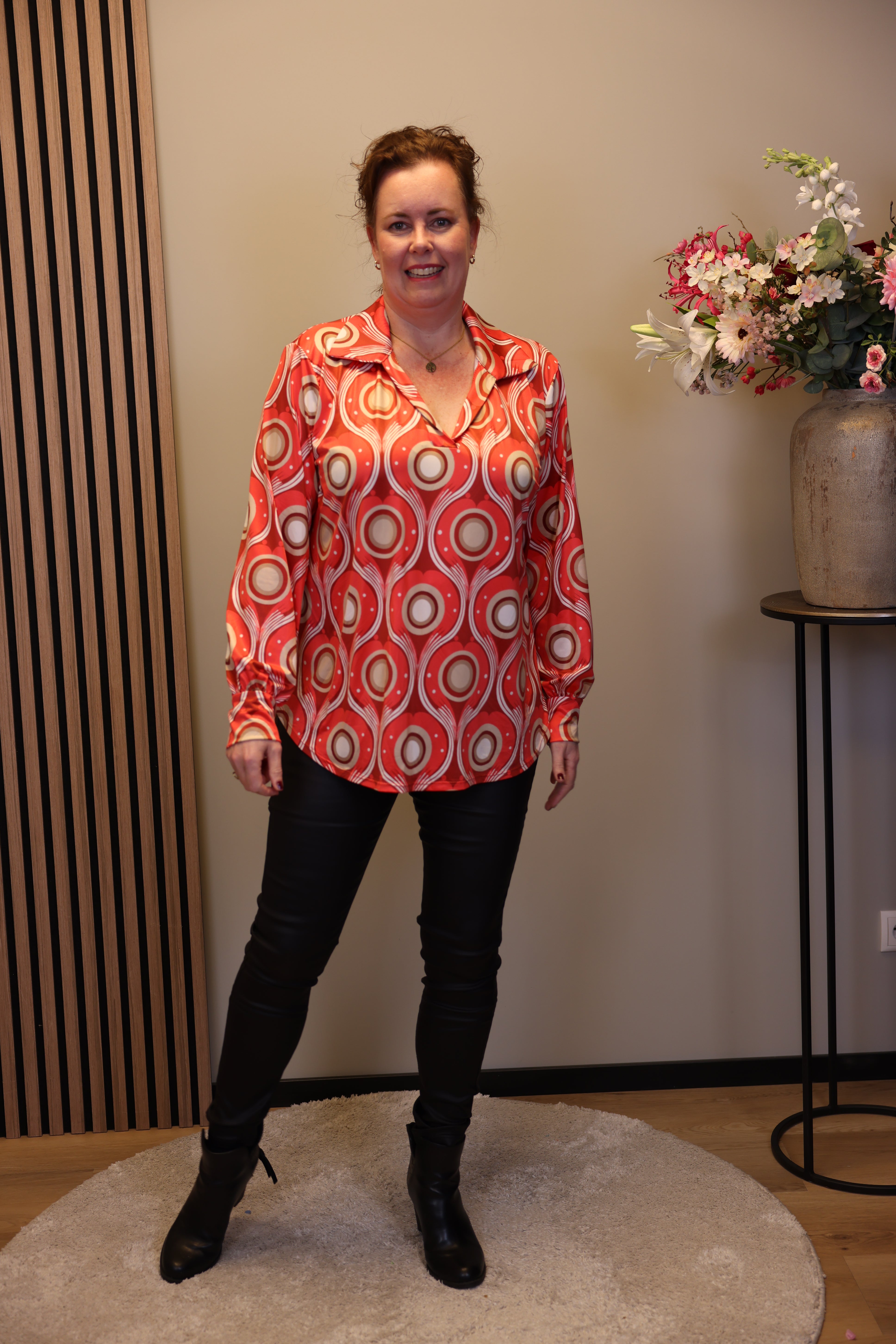 Rafaela | Blouse met kraagje rood 48 t/m 52