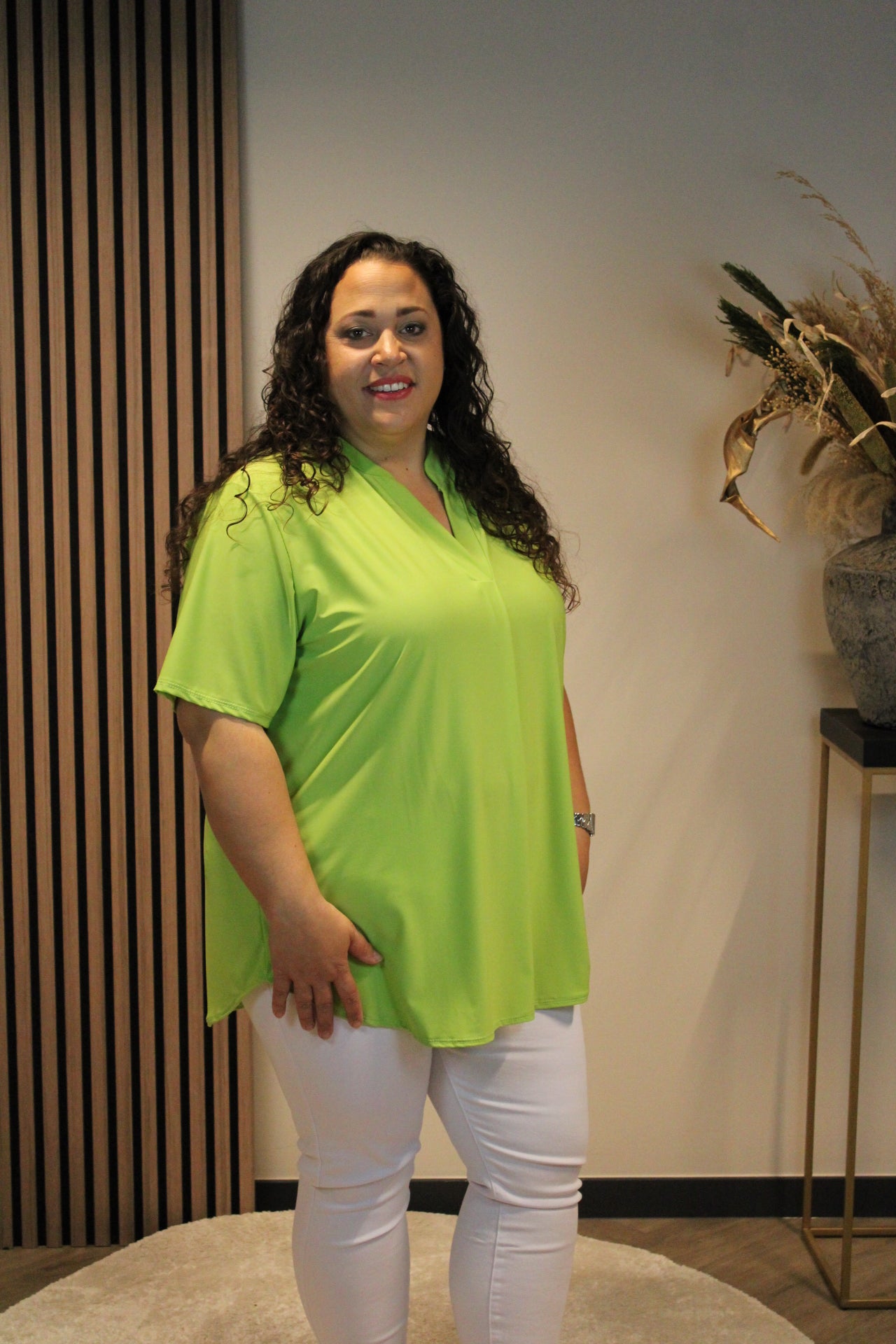 Juna | Blouse groen korte mouw 48 t/m 52