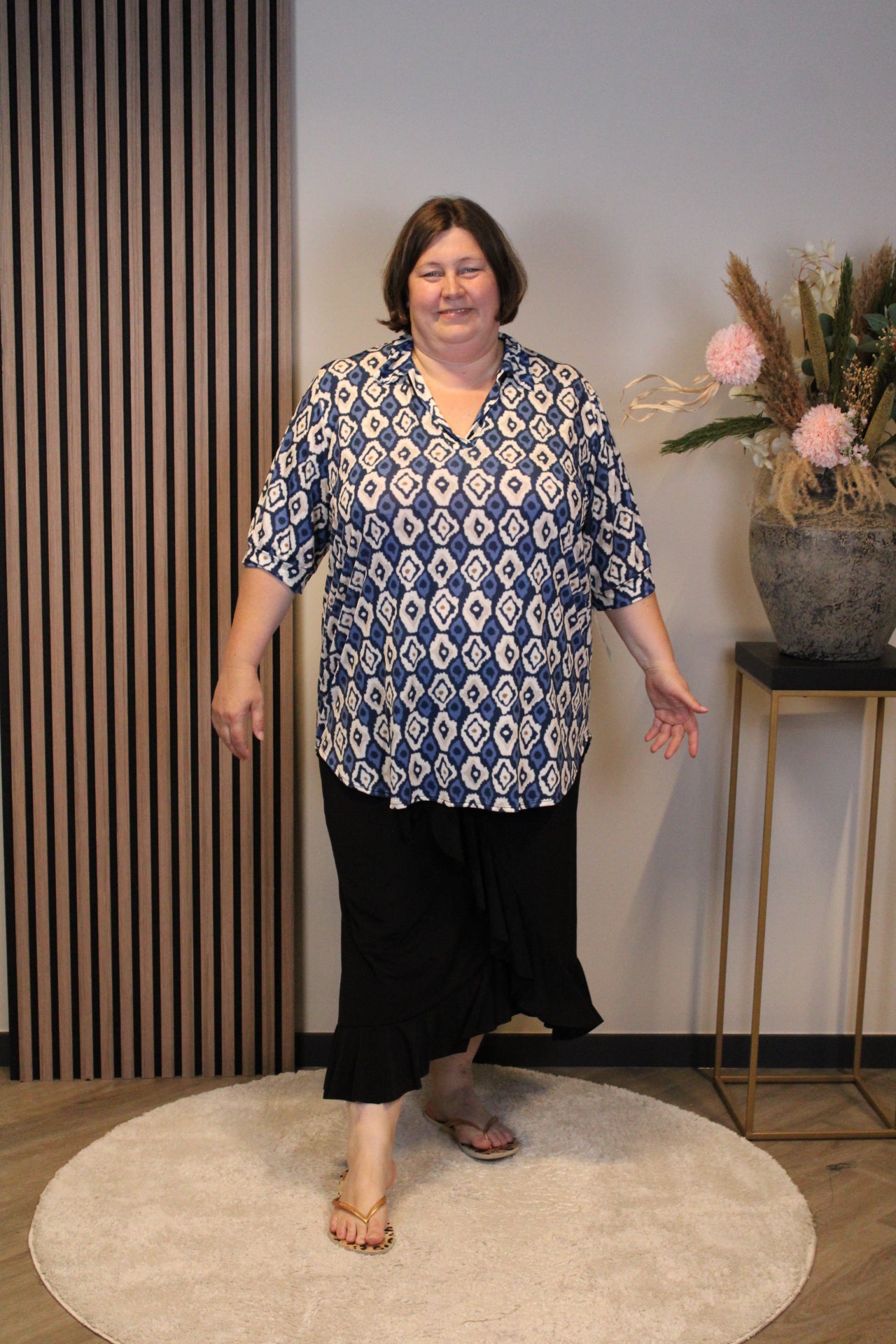 Noemi | Blouse blauw met kraagje