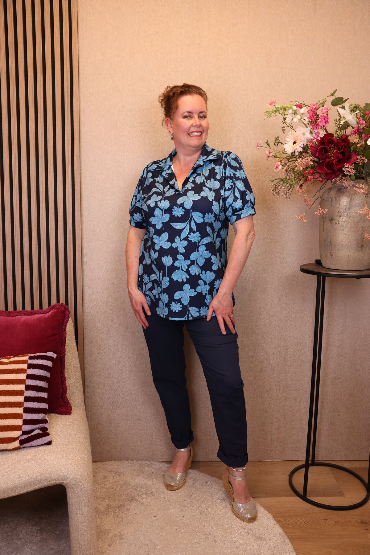 Lara | Top met kraagje blauw