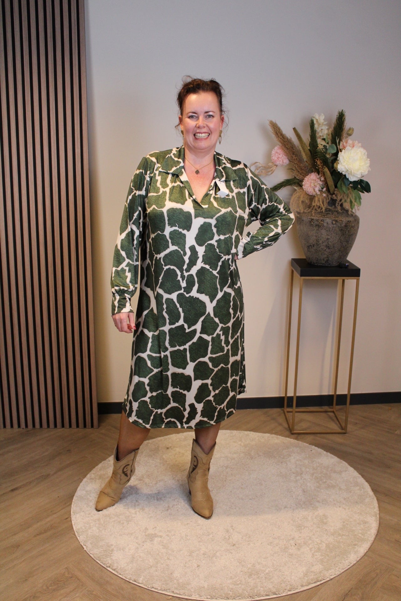 Rosalia | Jurk groen met kraagje 46 t/m 50