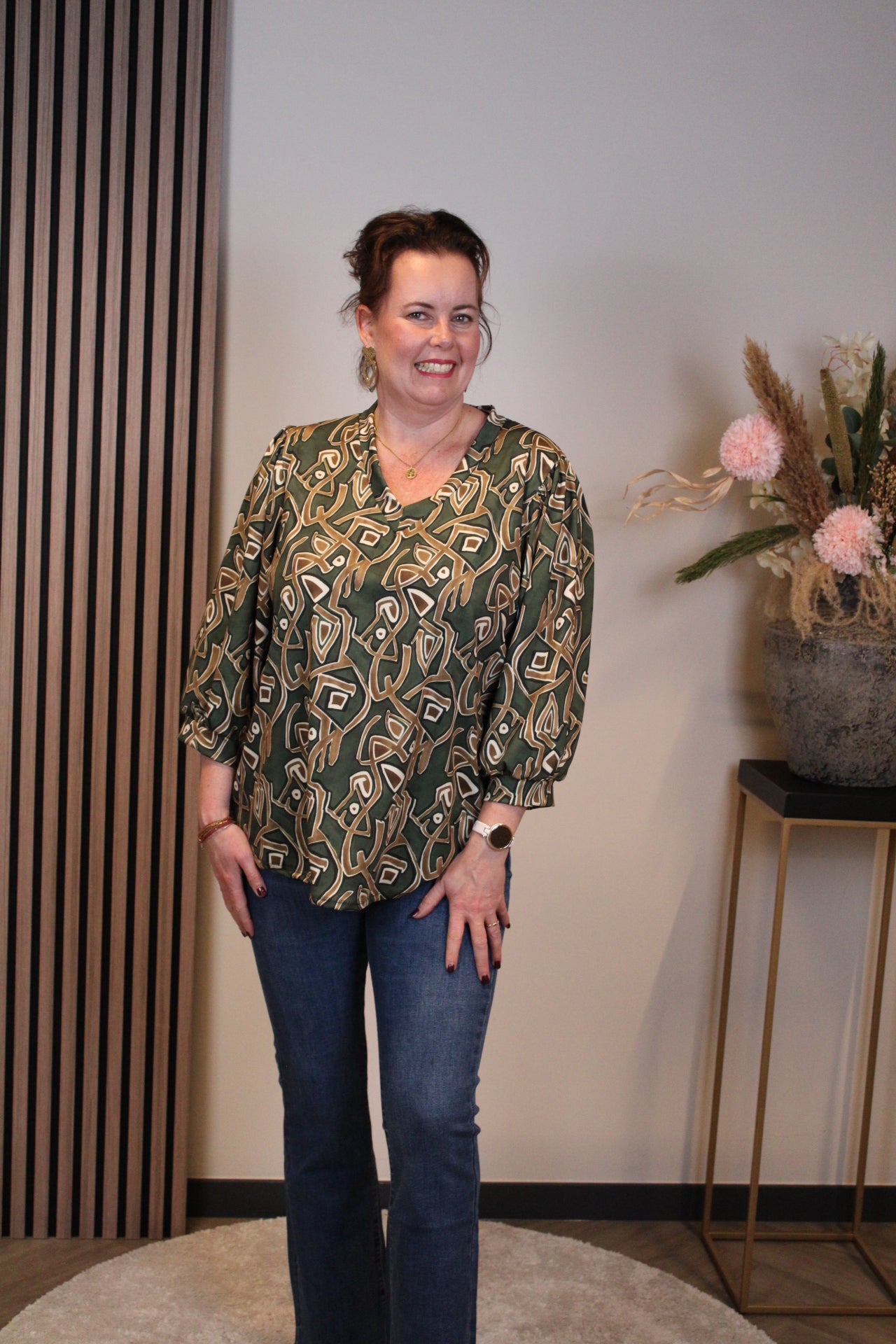 Sam | Top groen 3/4-mouw 46 t/m 50