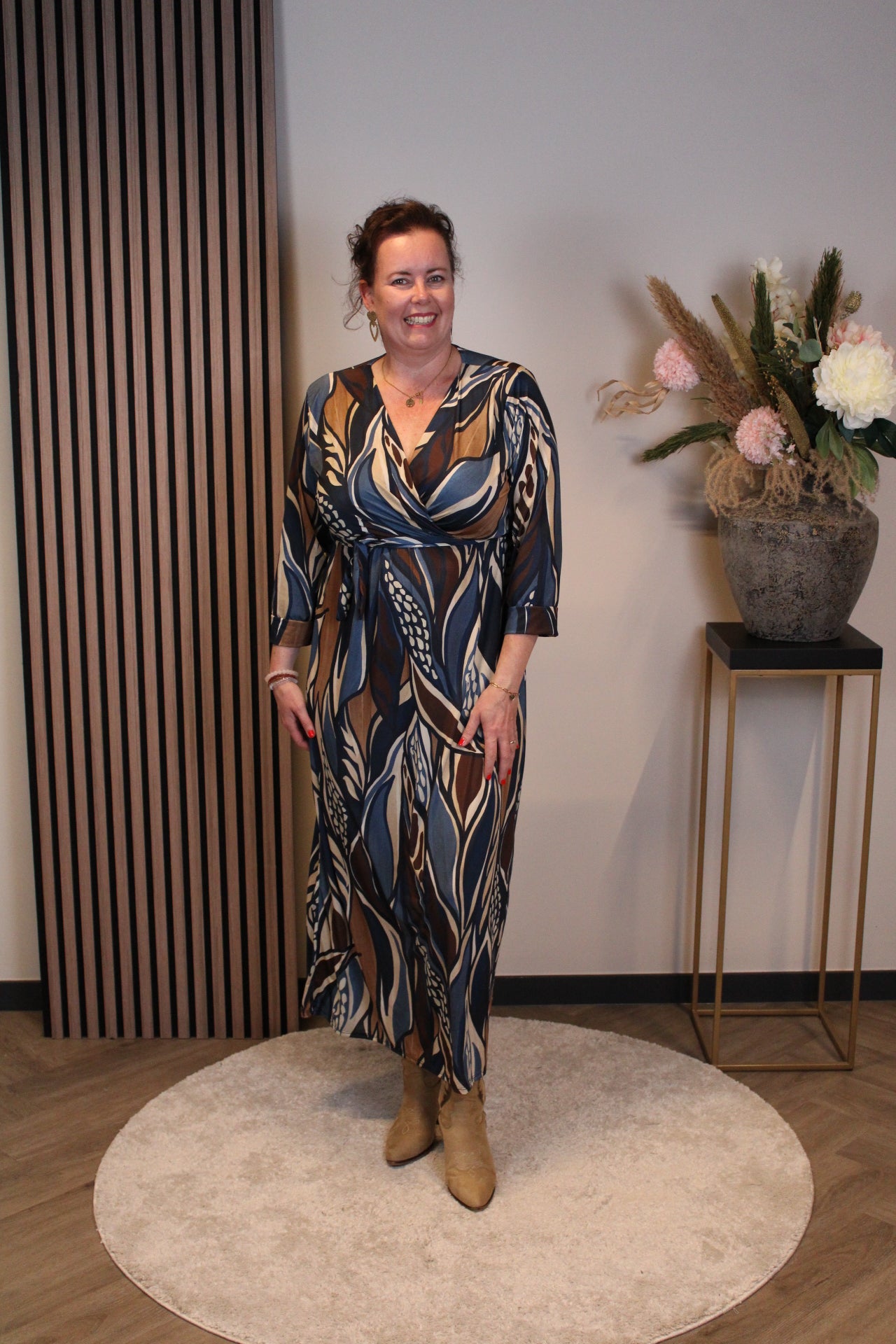 Marise | Jurk blauw lange mouw 46 t/m 50