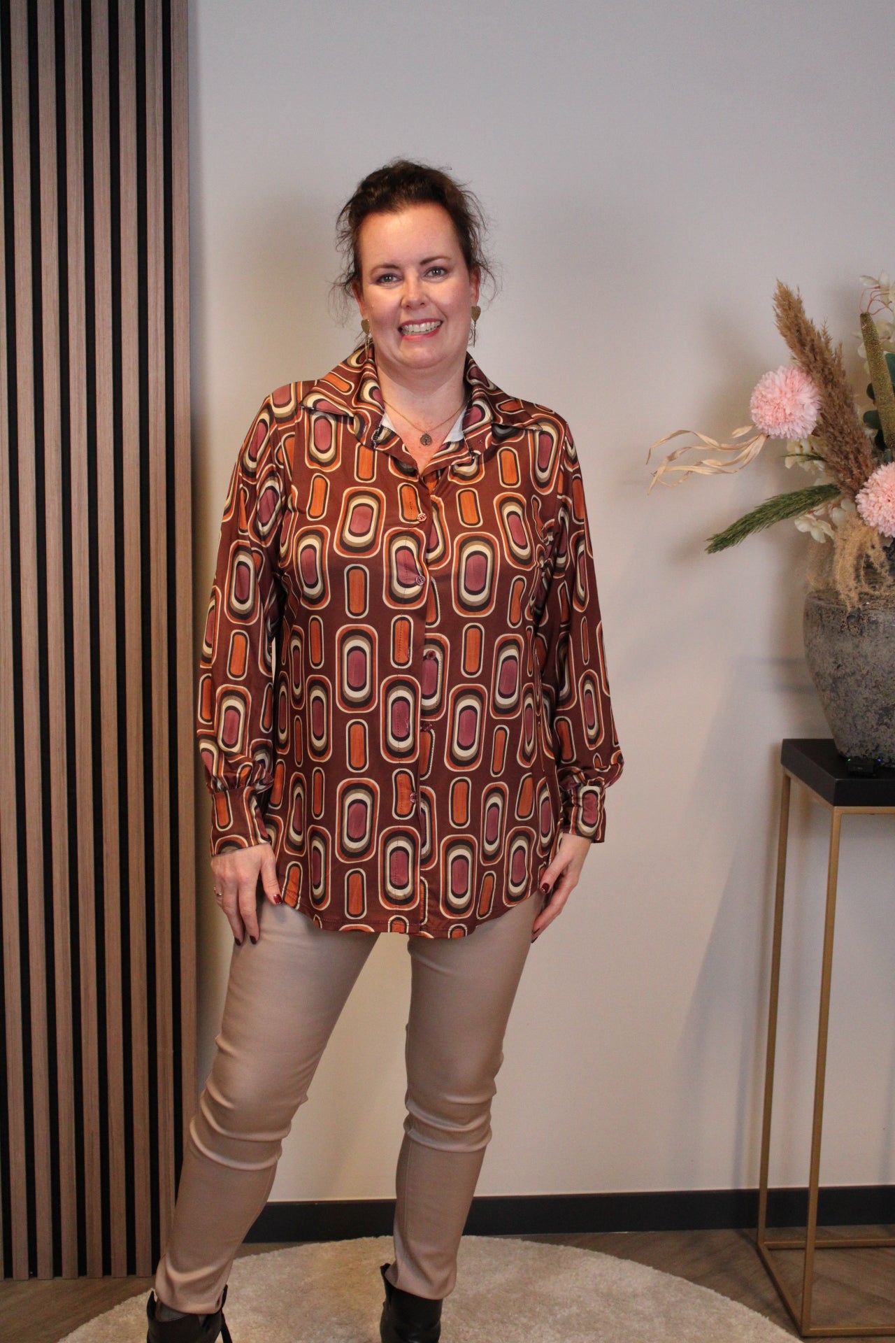 Merel | Blouse roest met knoopjes 38 t/m 48