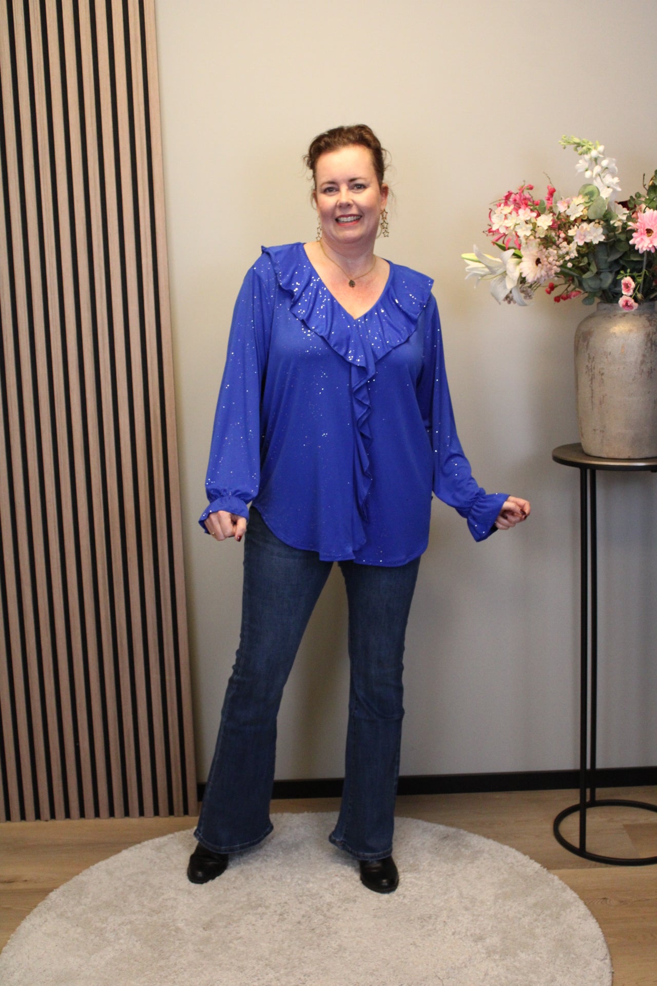 Sabine | Glitter blouse kobalt